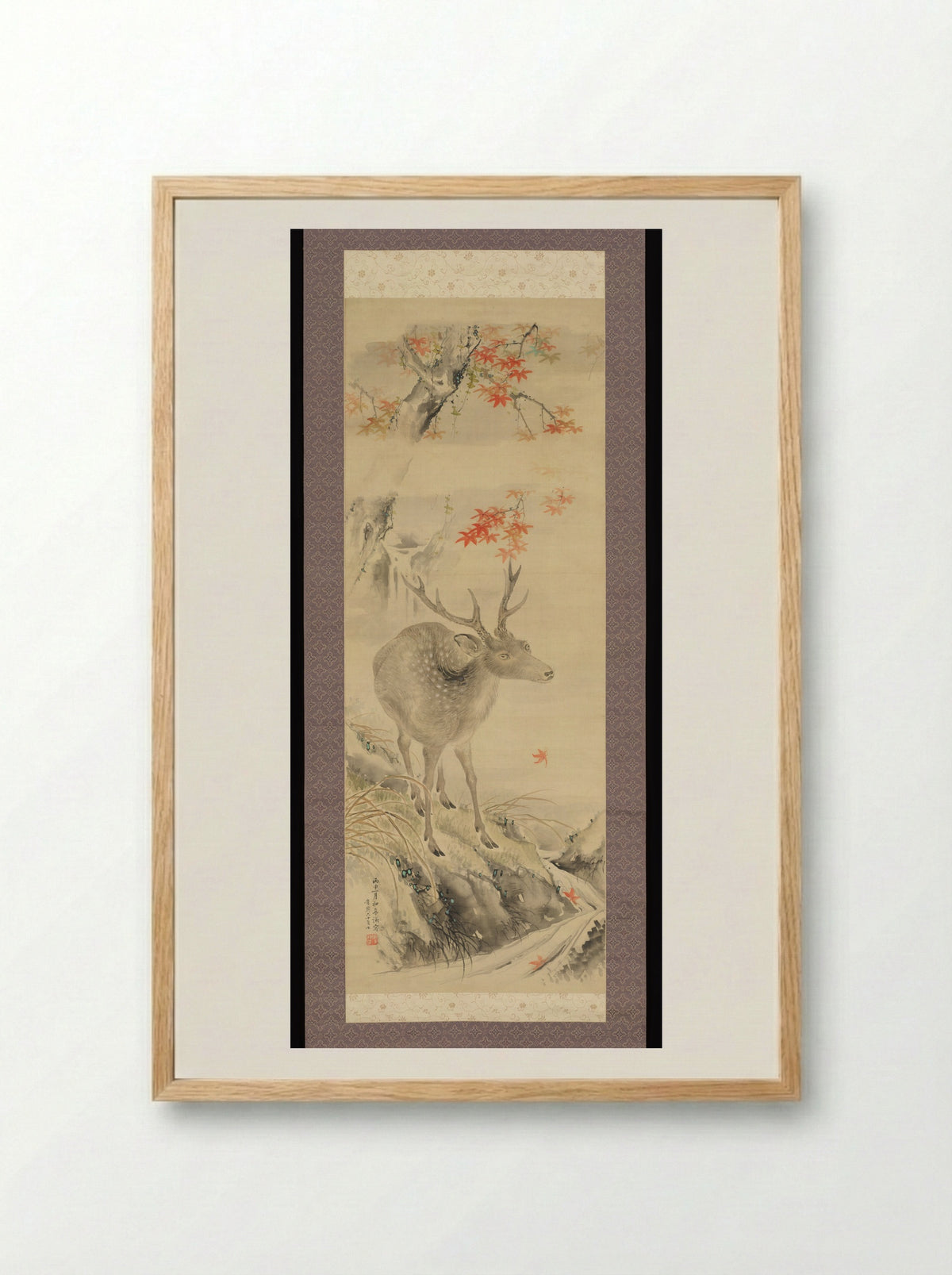 Deer by Mountain Stream - Taki Katei - Framed Print Wood
