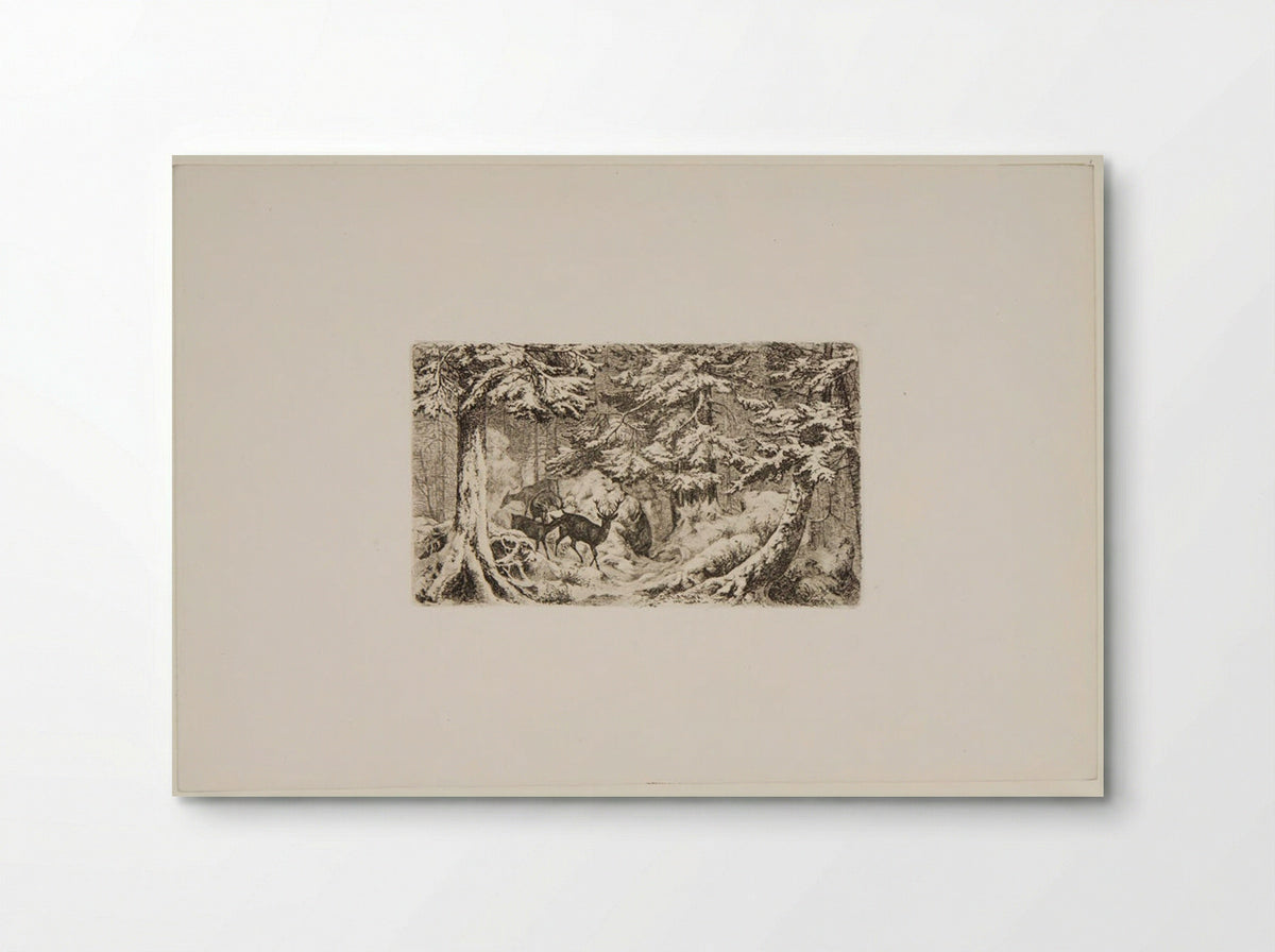 Deer in a Forest - Friedrich Anton Wolff - Poster