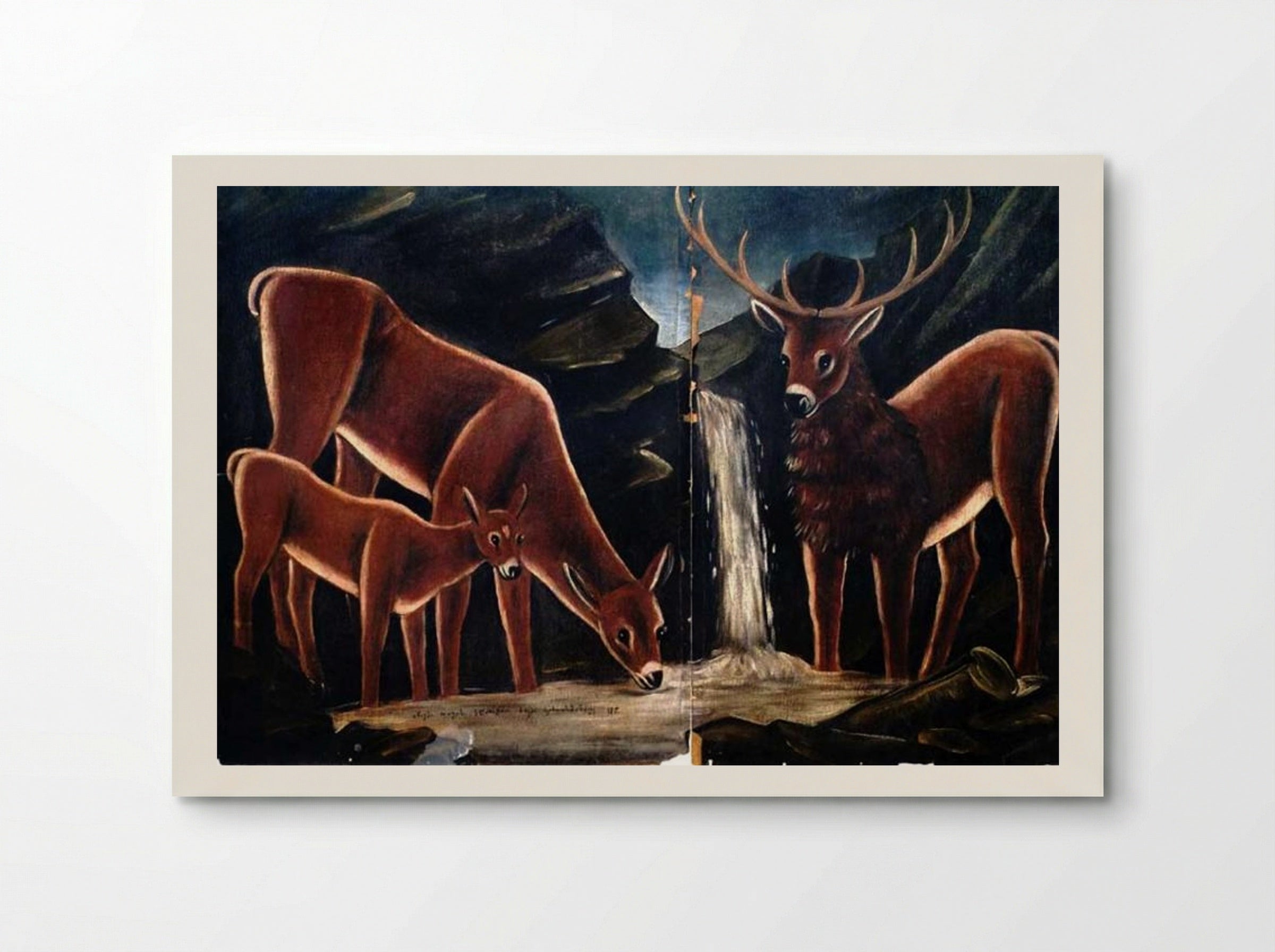 Deer with their fawns - Niko Pirosmani - Poster