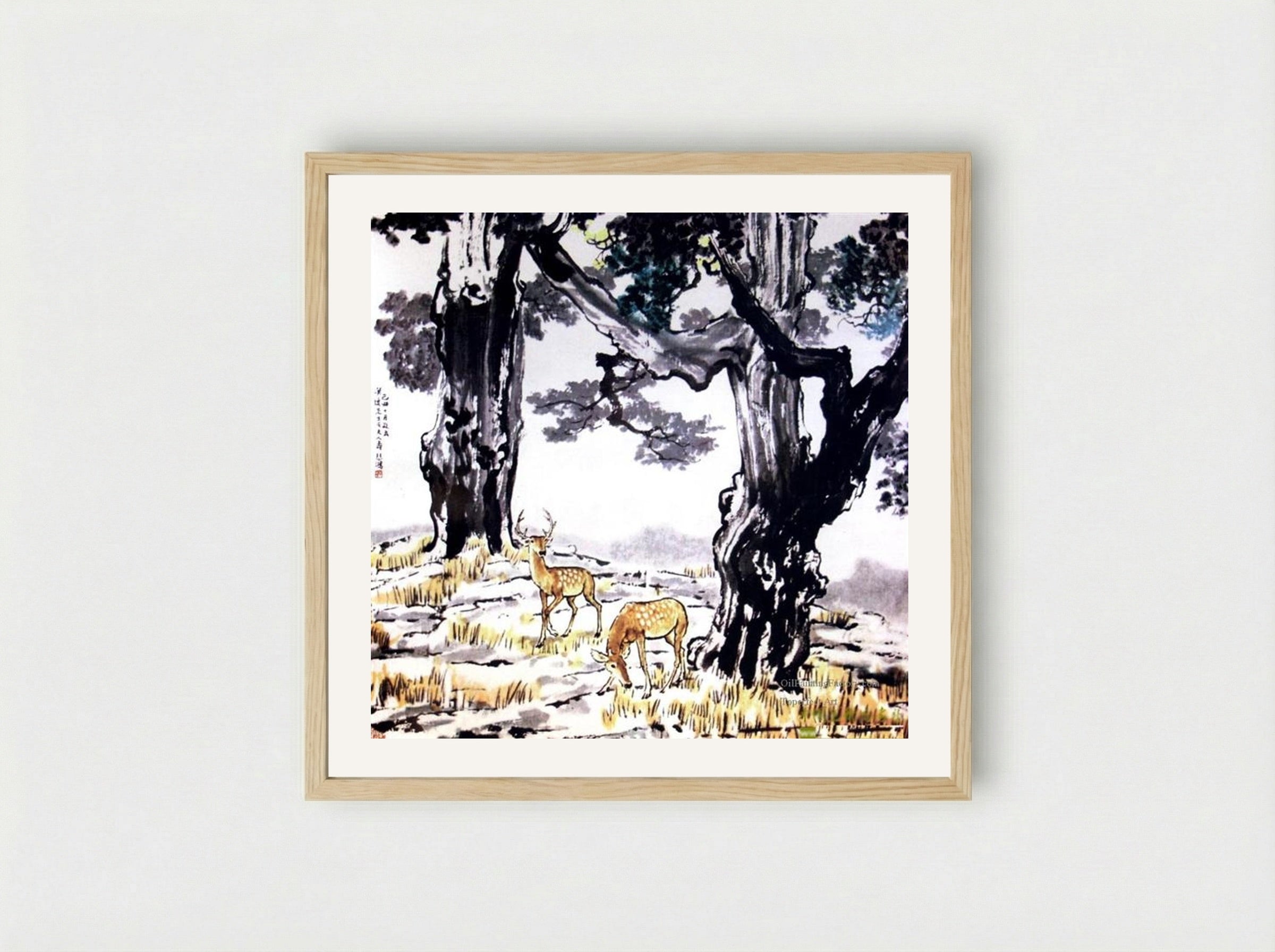 Deer - Xu Beihong - Framed Print Wood