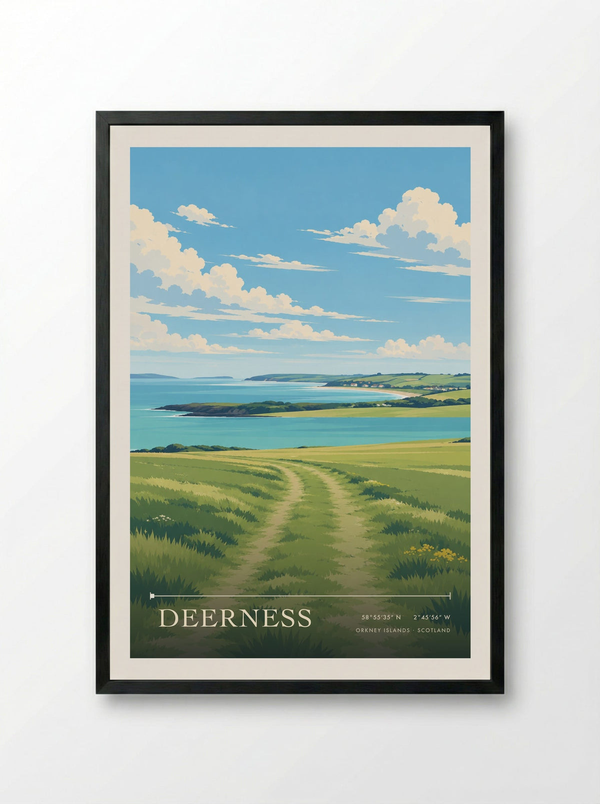 Deerness, Orkney Islands | Travel Poster - Framed Print Black