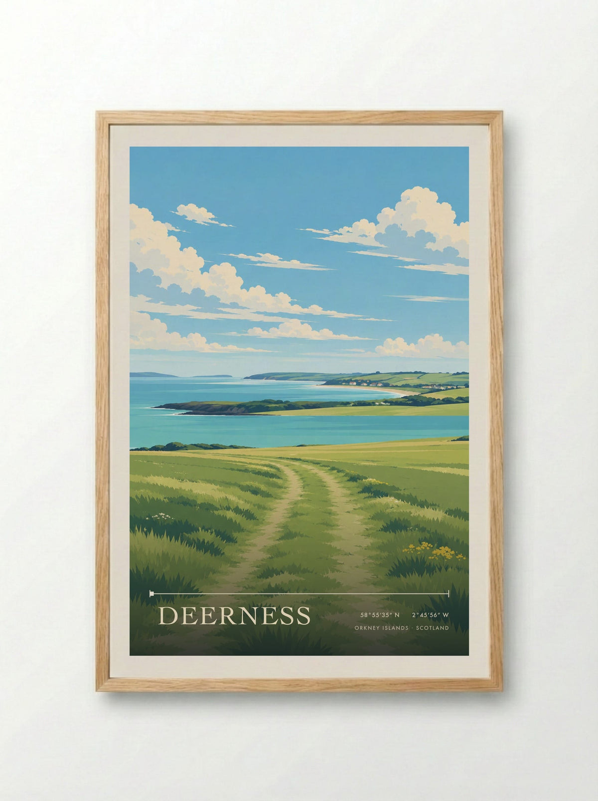 Deerness, Orkney Islands | Travel Poster - Framed Print Wood