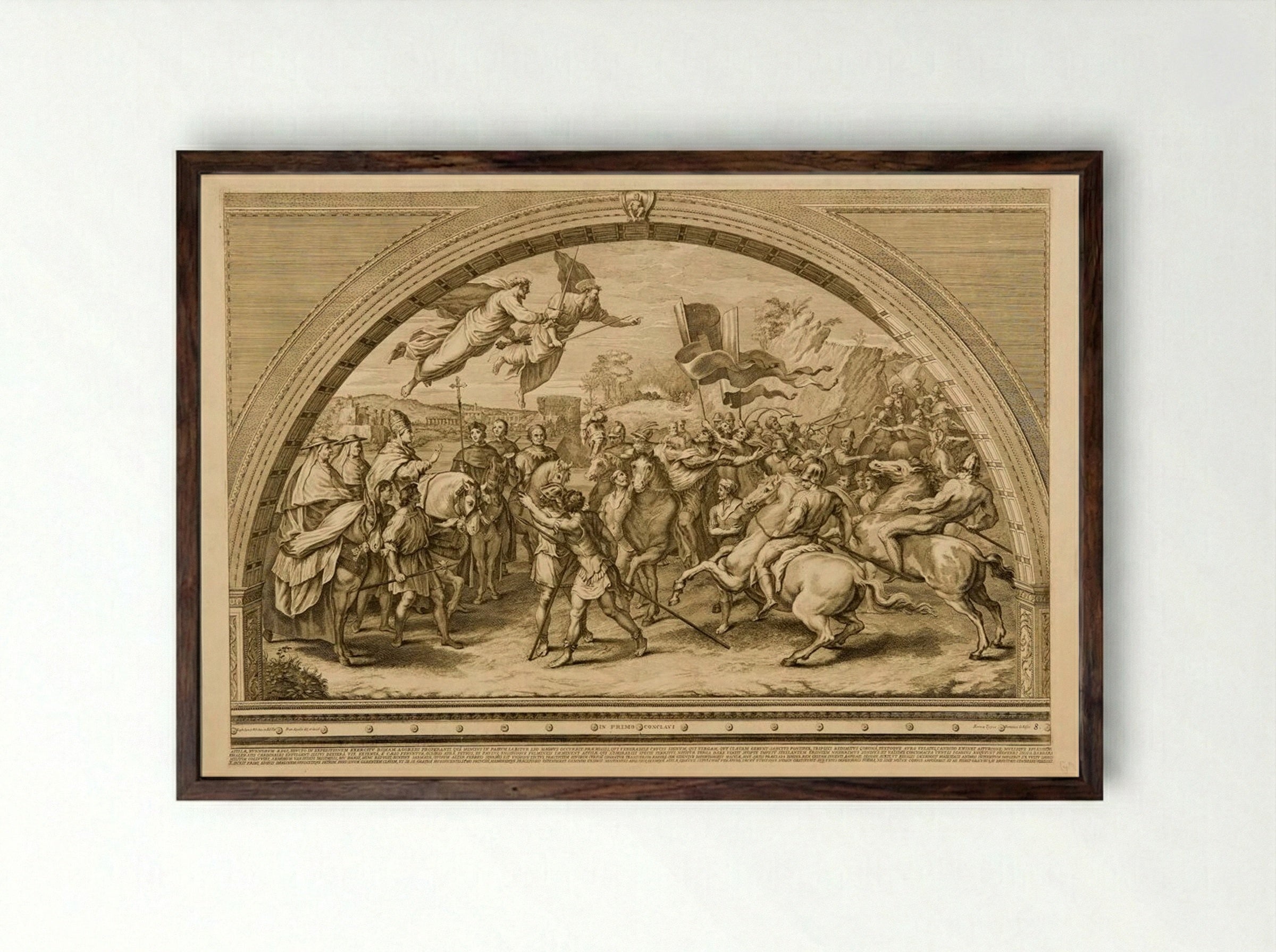 Defeat of Attila - Francesco Faraone Aquila - Framed Print Dark Wood