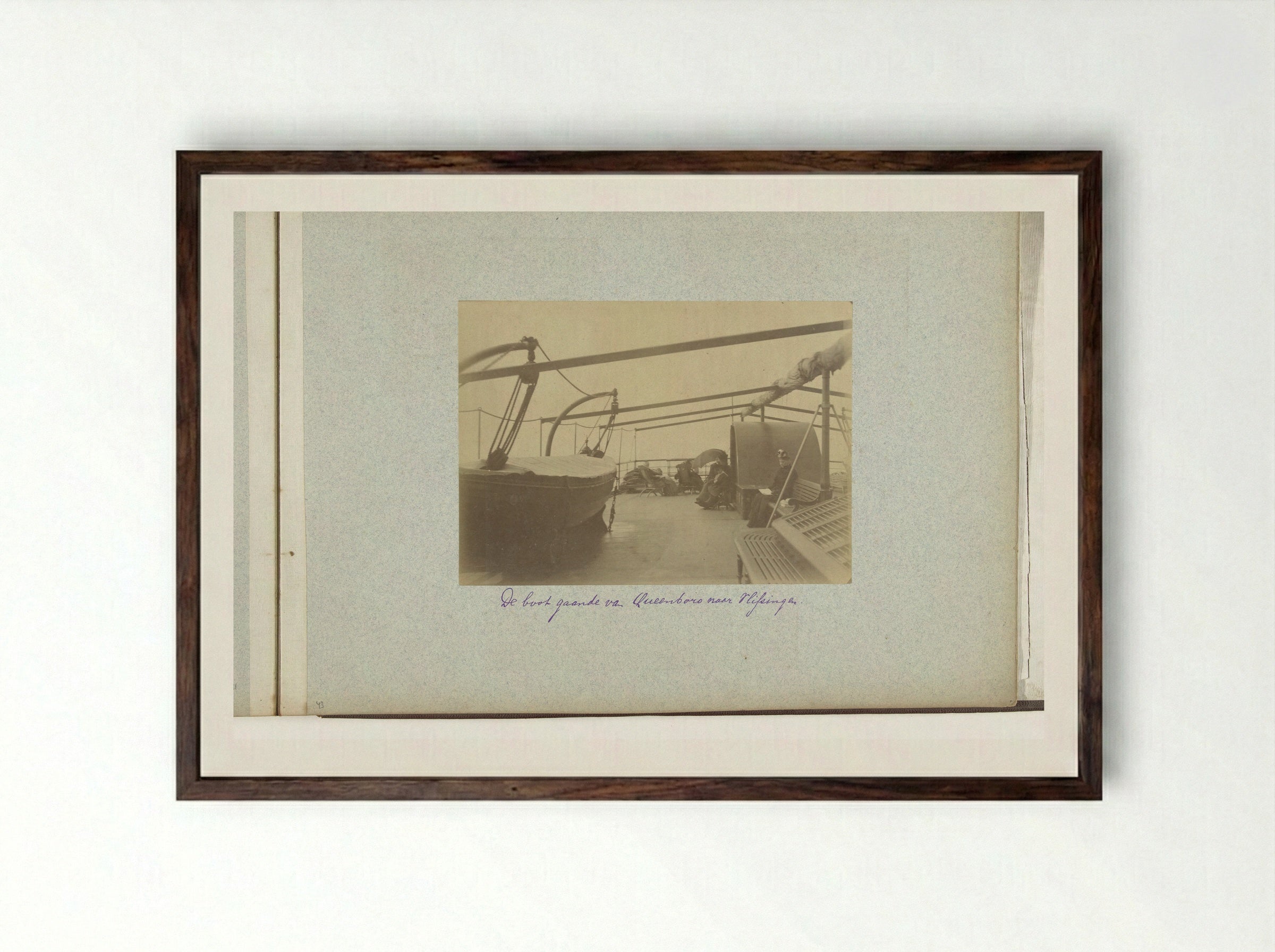 Dek van de boot tussen Queensborough en Vlissingen - Henry Pauw van Wieldrecht - Framed Print Dark Wood