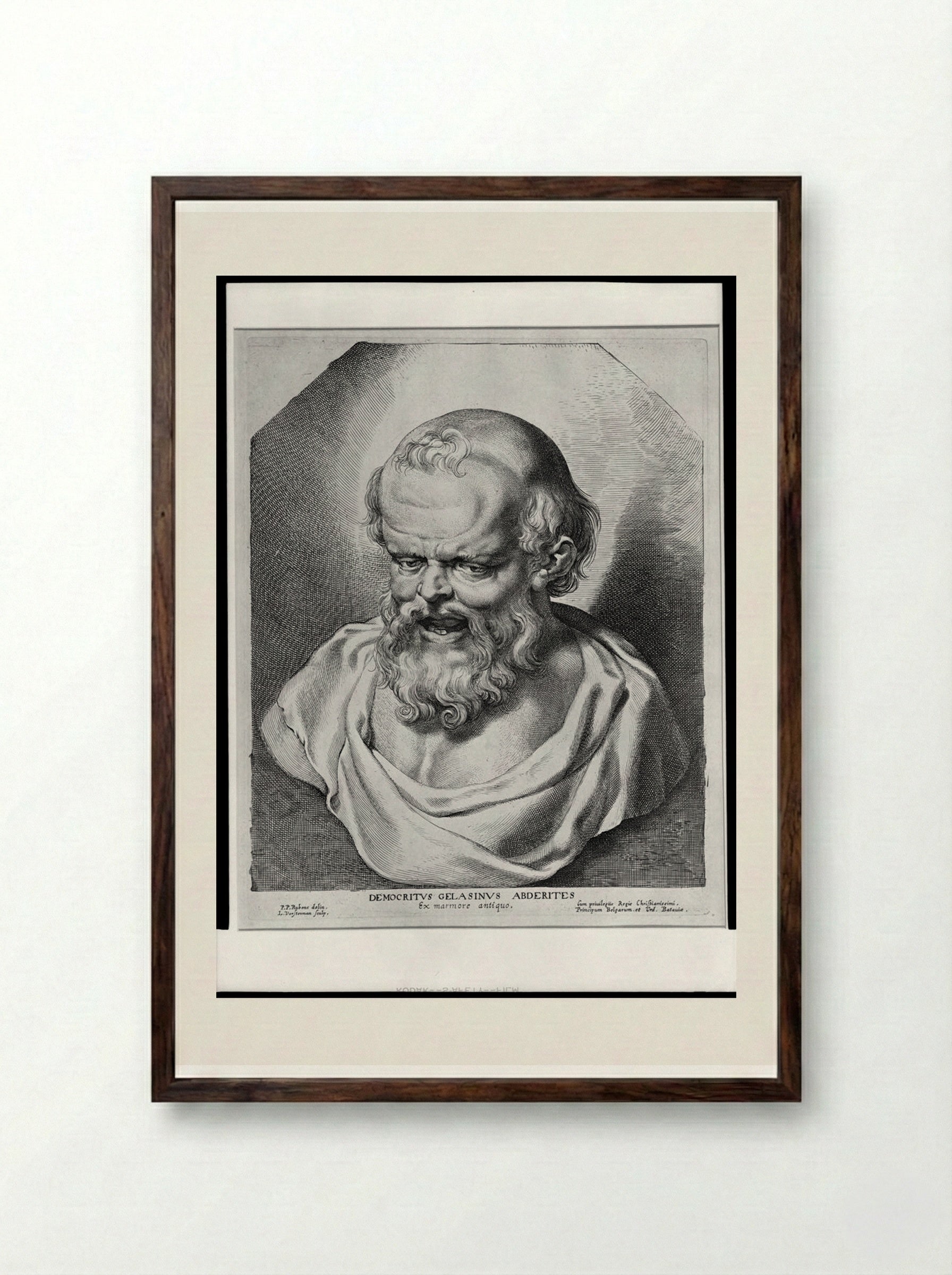 Democritus Gelasinus Abderites - Lucas Vorsterman, I - Framed Print Dark Wood