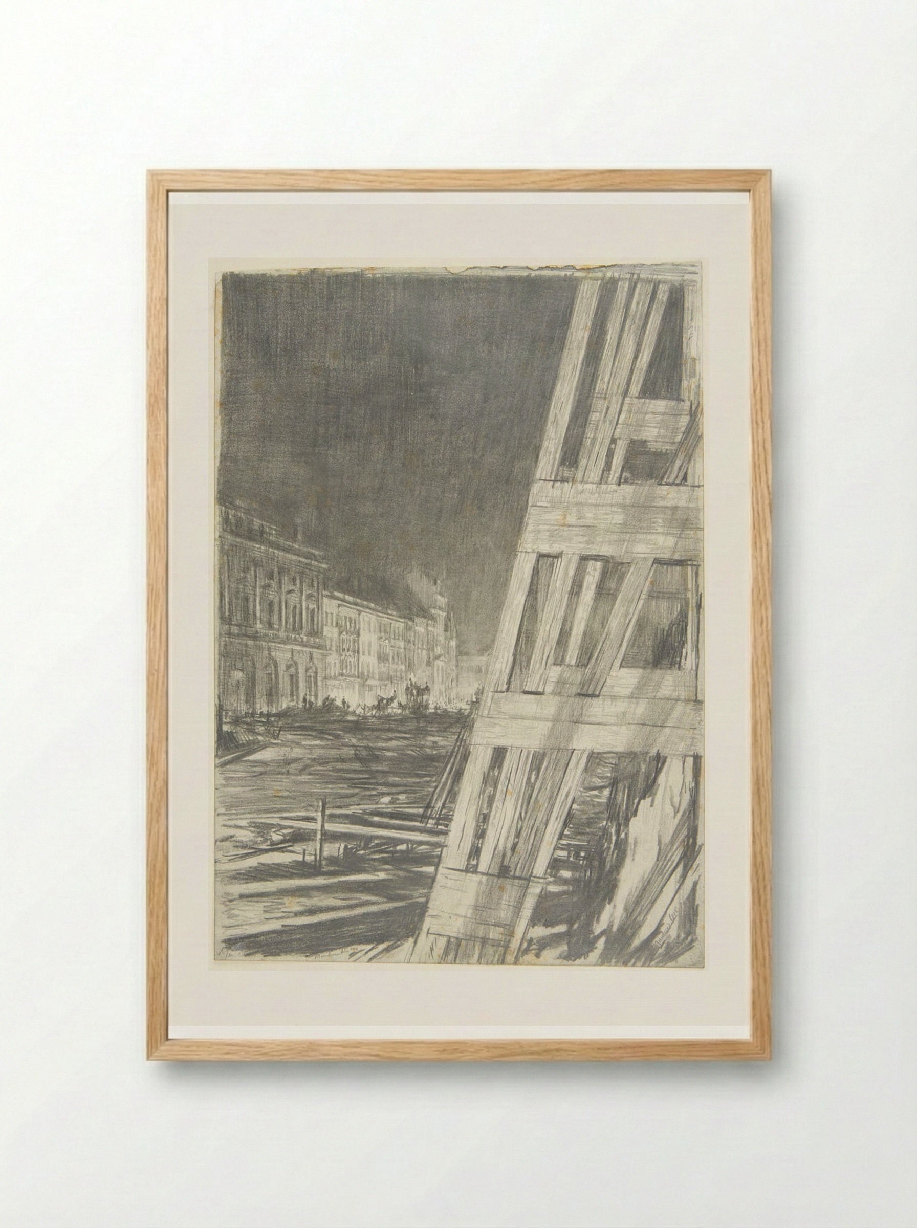 Demolition - A Night Scene - Muirhead Bone - Framed Print Wood