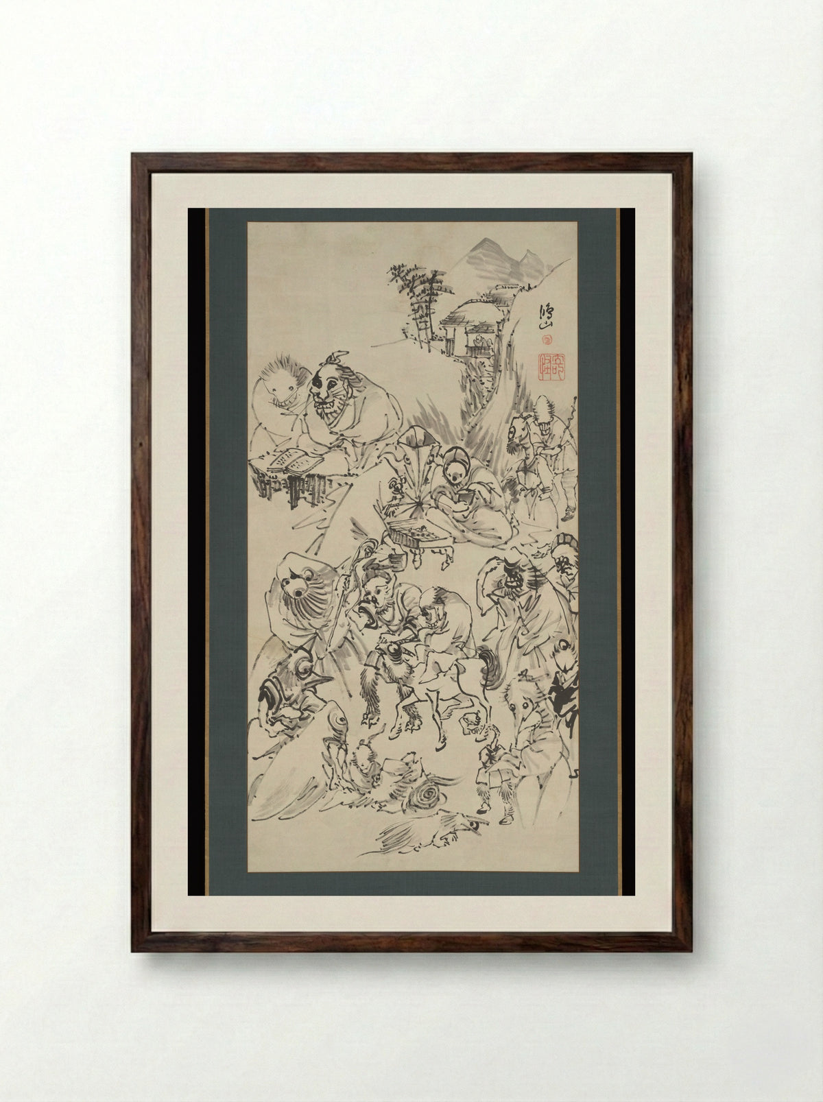 Demons and Monsters - Takai Kōzan - Framed Print Dark Wood