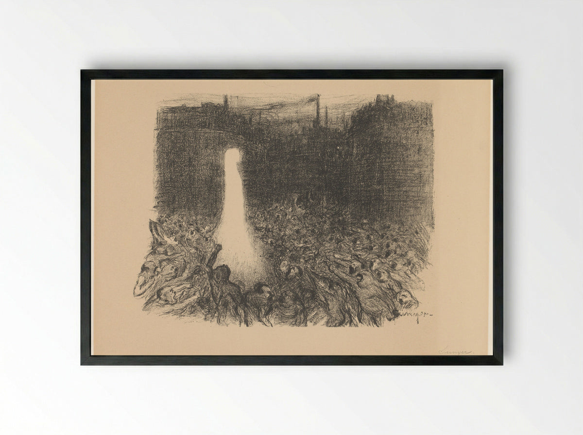Demonstratie van een groep mensen - Joaquim Sunyer - Framed Print Black
