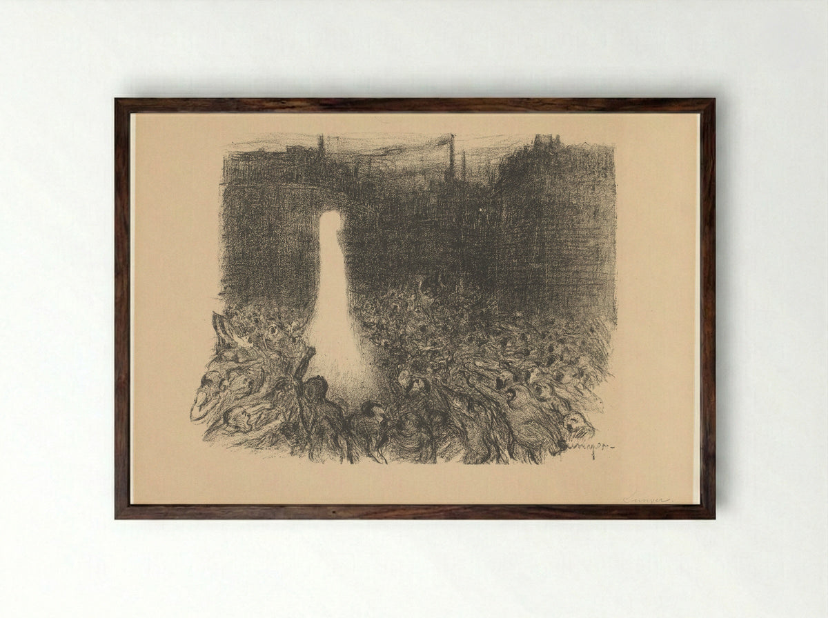 Demonstratie van een groep mensen - Joaquim Sunyer - Framed Print Dark Wood