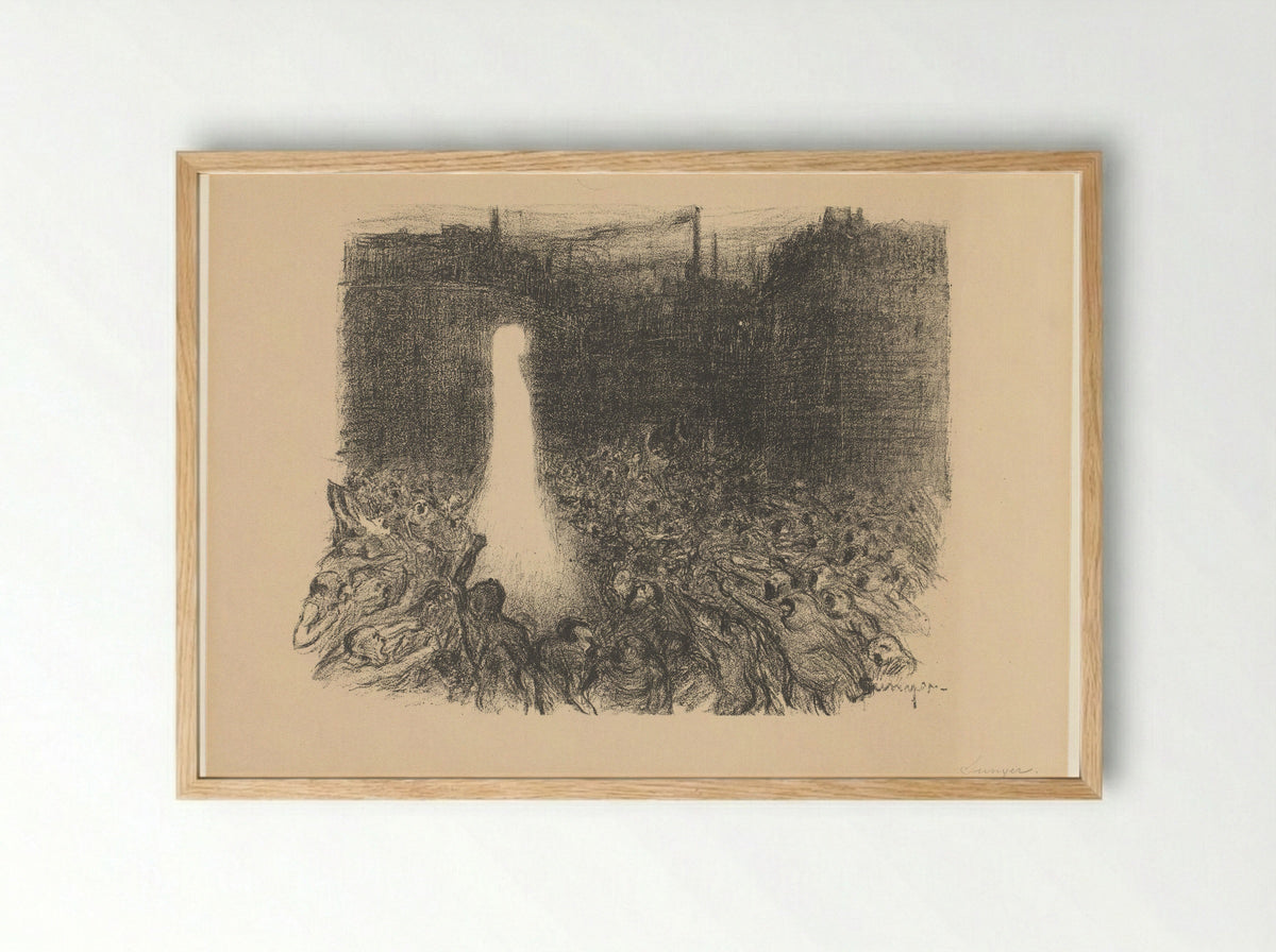 Demonstratie van een groep mensen - Joaquim Sunyer - Framed Print Wood
