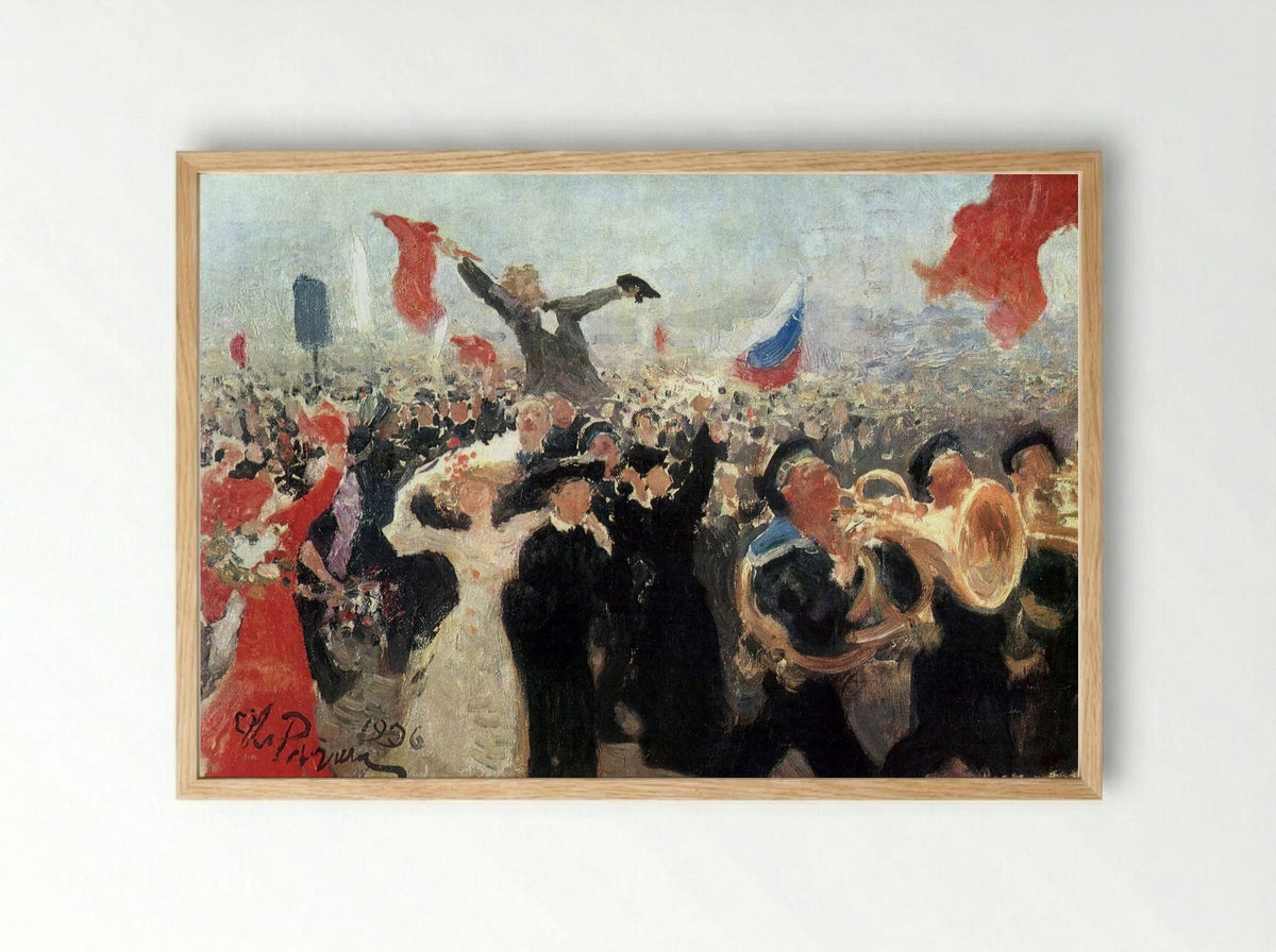 Demonstration on October 17, 1905 (Sketch) - Ilya Repin - Framed Print Wood