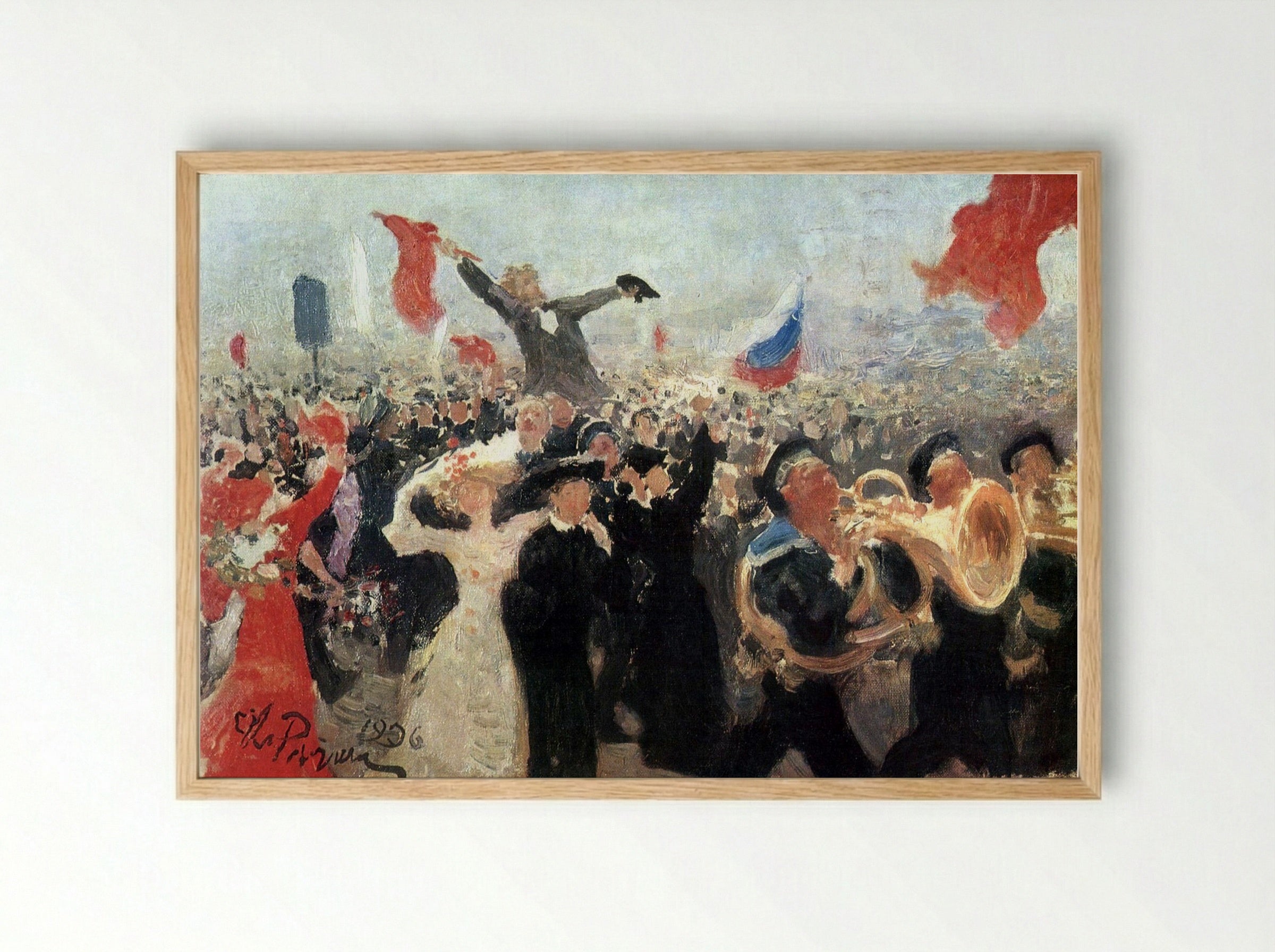 Demonstration on October 17, 1905 (Sketch) - Ilya Repin - Framed Print Wood