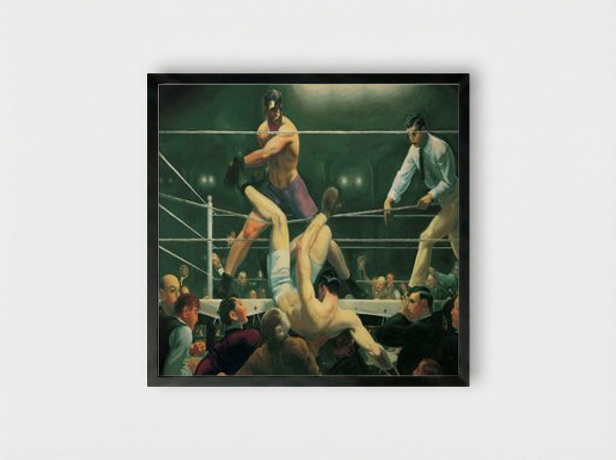 Dempsey and Firpo - George Bellows - Framed Print Black