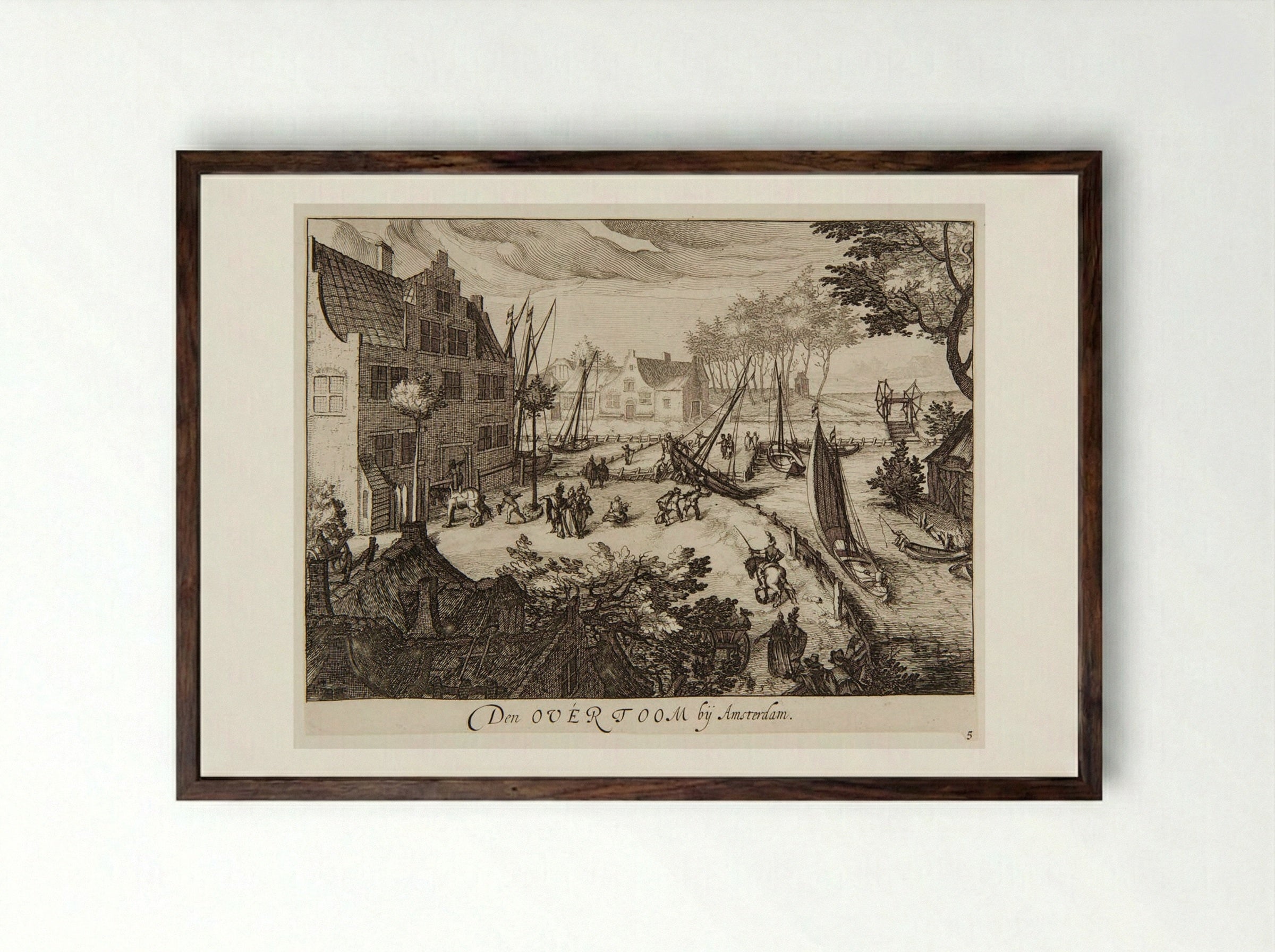 Den Overtoom by Amsterdam - Simon Frisius - Framed Print Dark Wood