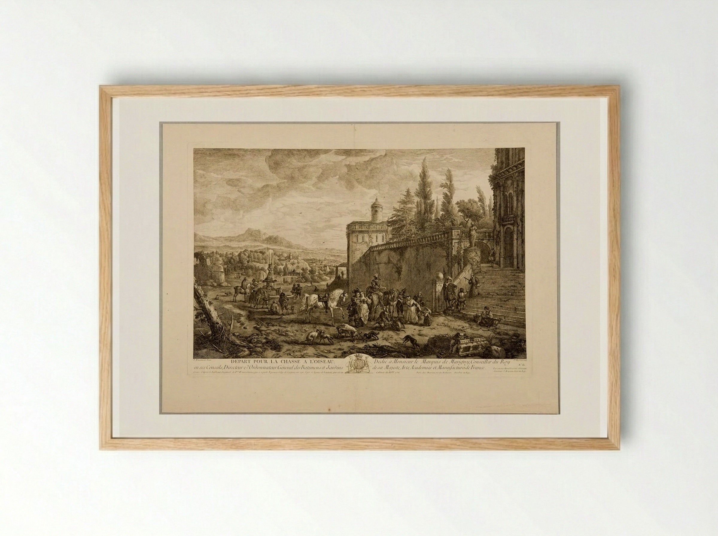Departure for the Bird Hunt - Jean Moyreau - Framed Print Wood