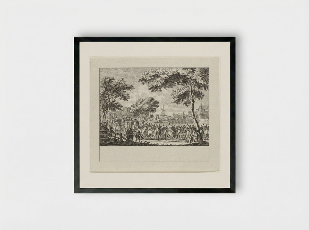 Departure of the Prussians from Amsterdam - Cornelis Brouwer - Framed Print Black