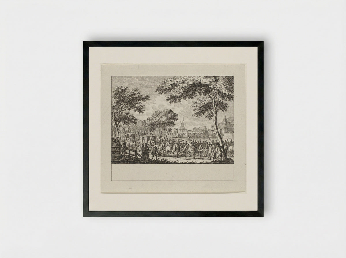 Departure of the Prussians from Amsterdam - Cornelis Brouwer - Framed Print Black