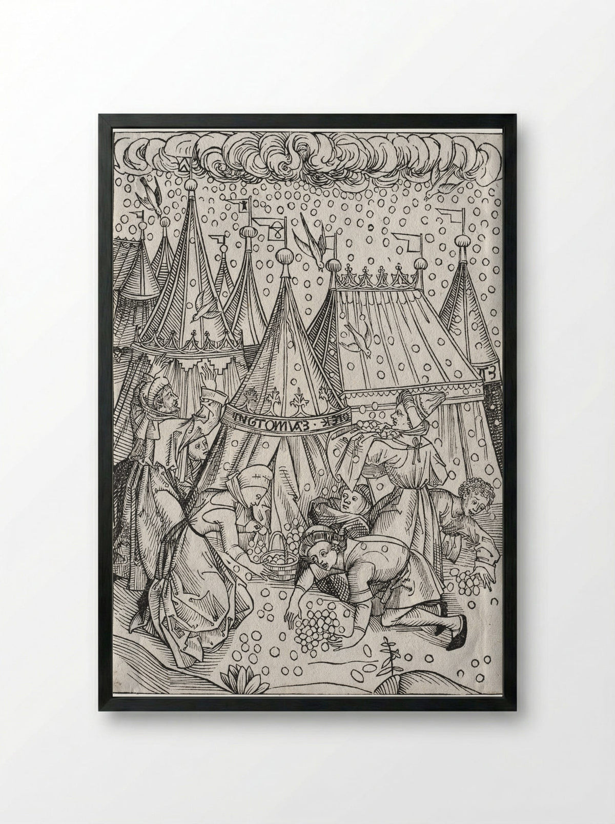 Der Schatzbehalter: Gathering of Manna - Michael Wolgemut - Framed Print Black