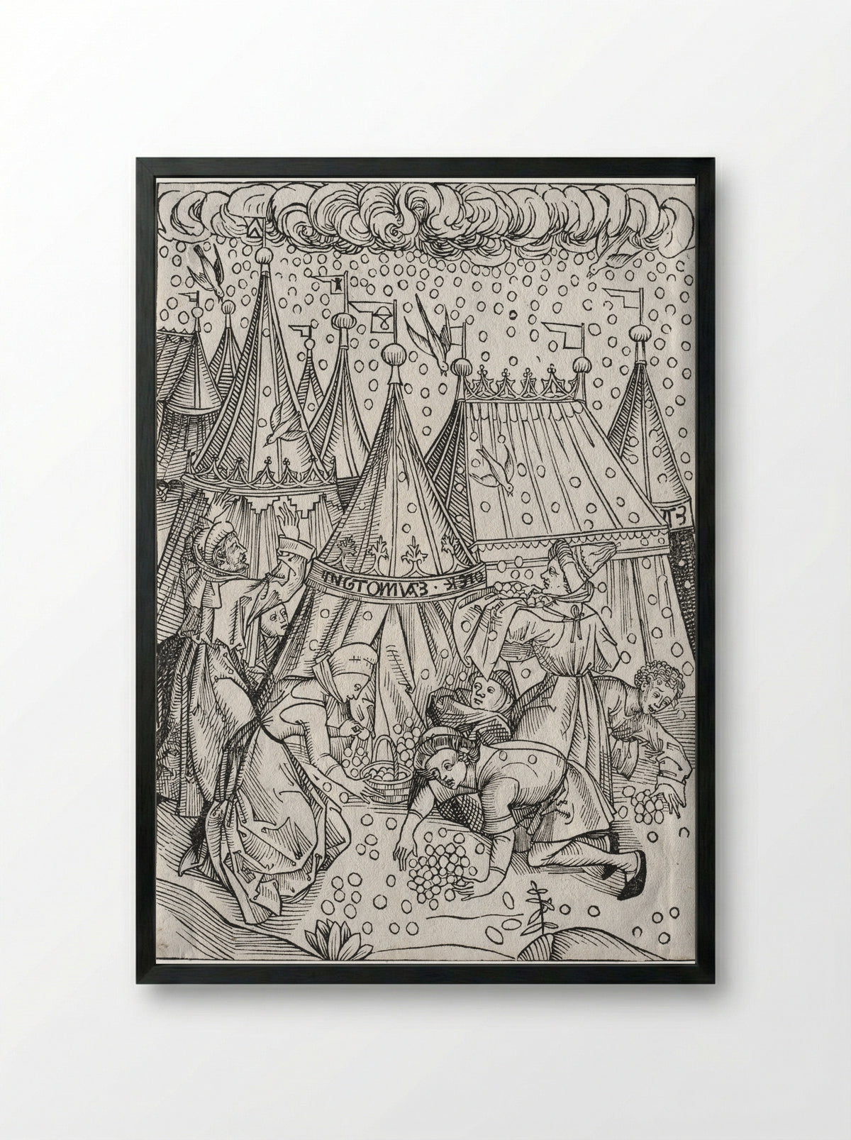 Der Schatzbehalter: Gathering of Manna - Michael Wolgemut - Framed Print Black