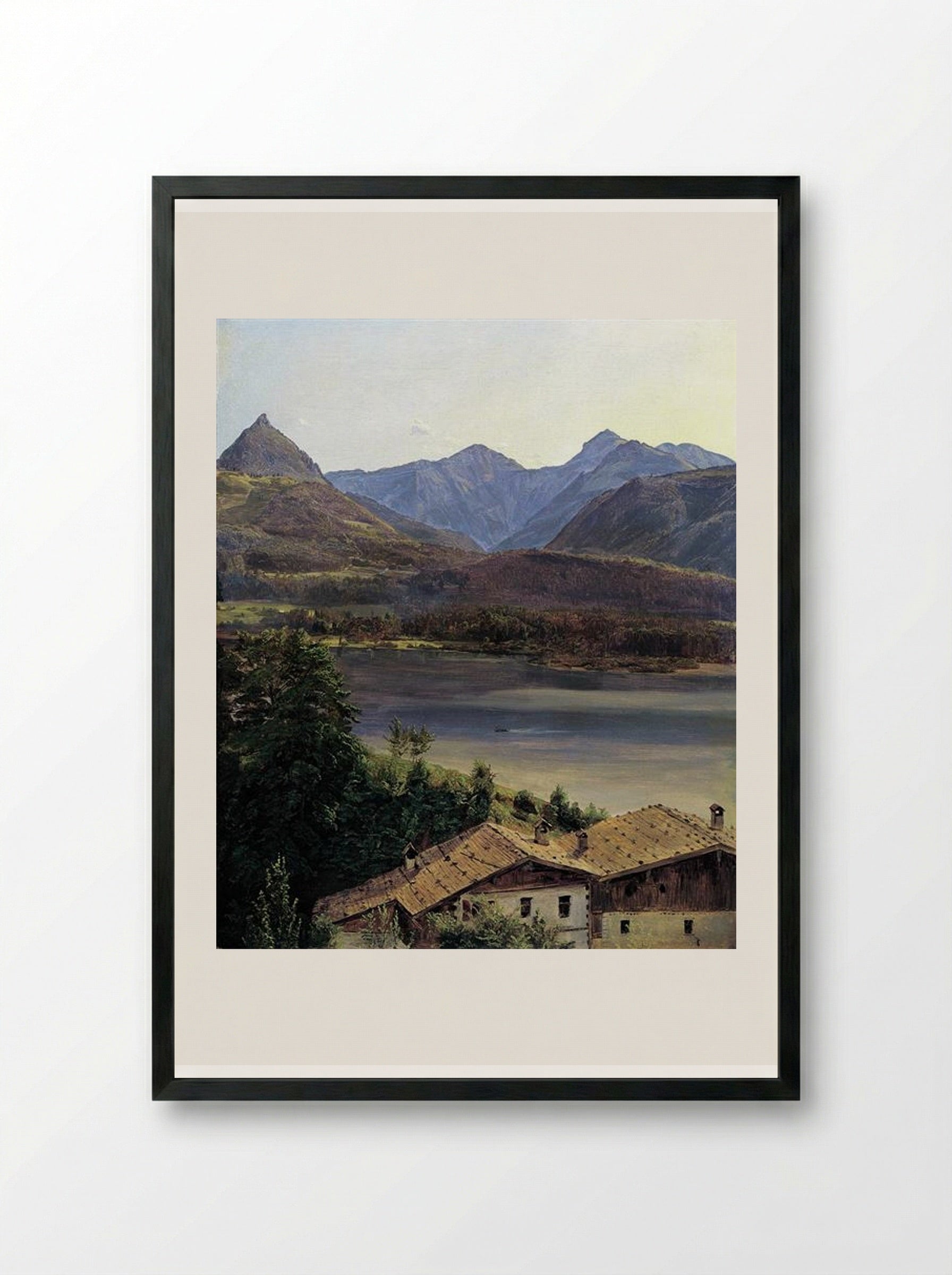 Der Wolfgangsee - Ferdinand Georg Waldmüller - Framed Print Black
