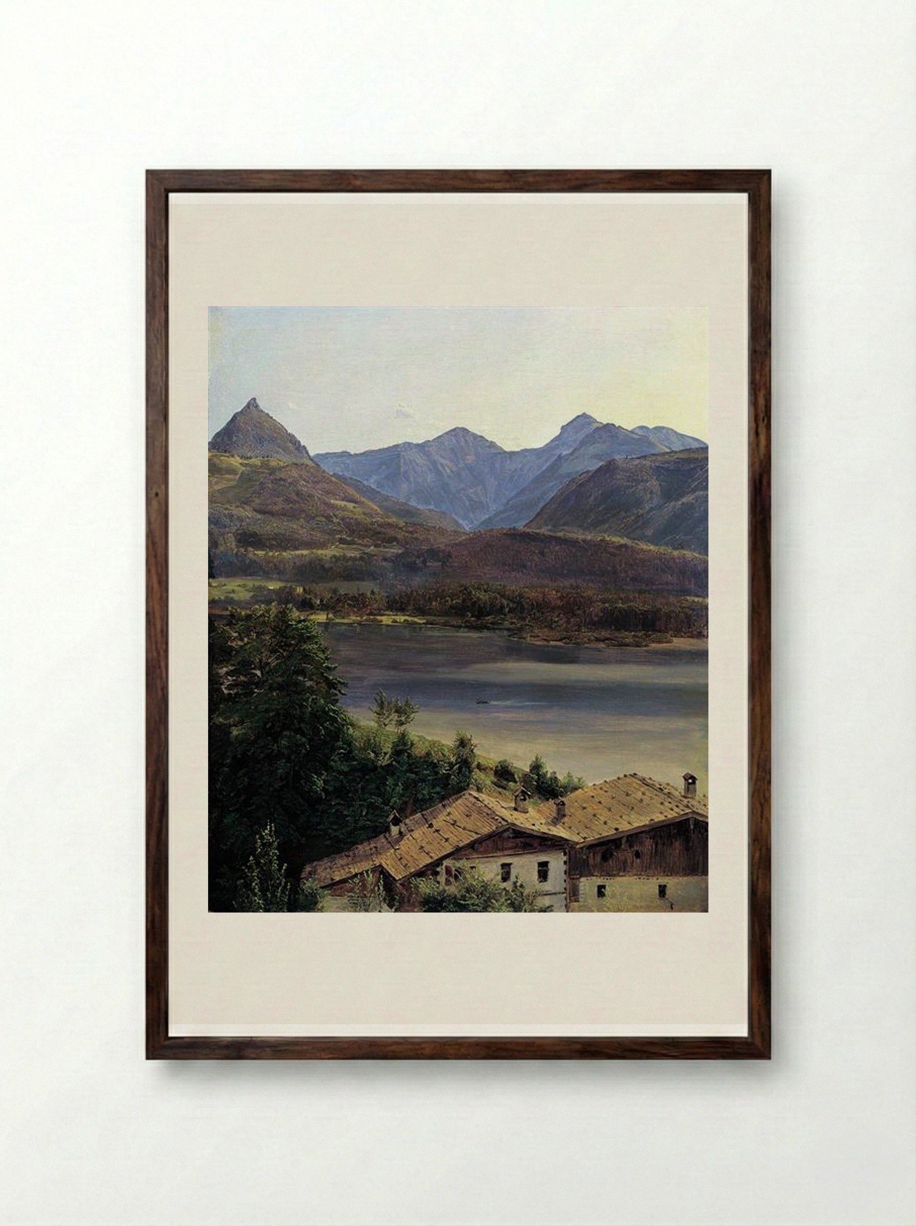 Der Wolfgangsee - Ferdinand Georg Waldmüller - Framed Print Dark Wood
