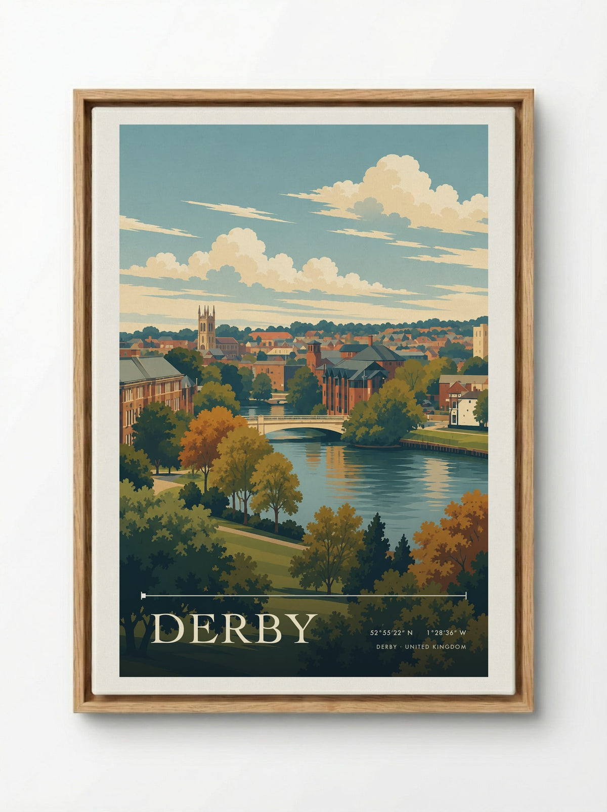 Derby | Travel Poster - Framed Canvas Wood