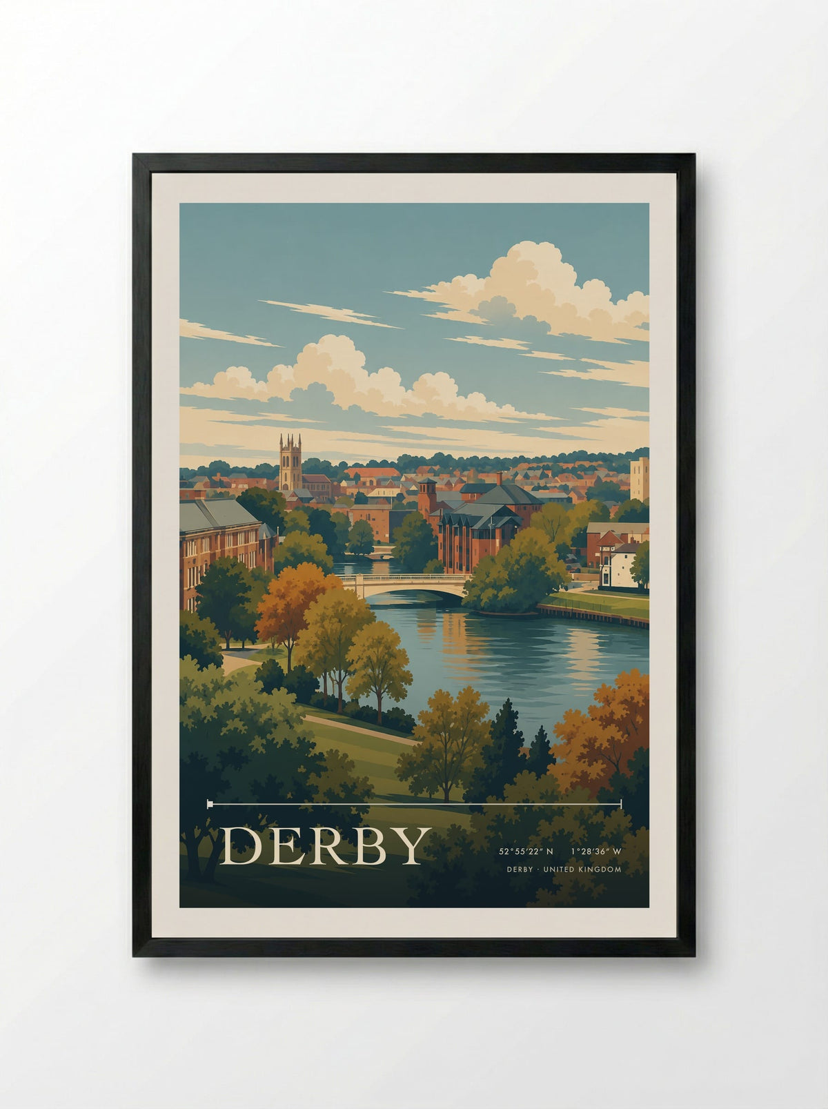 Derby | Travel Poster - Framed Print Black