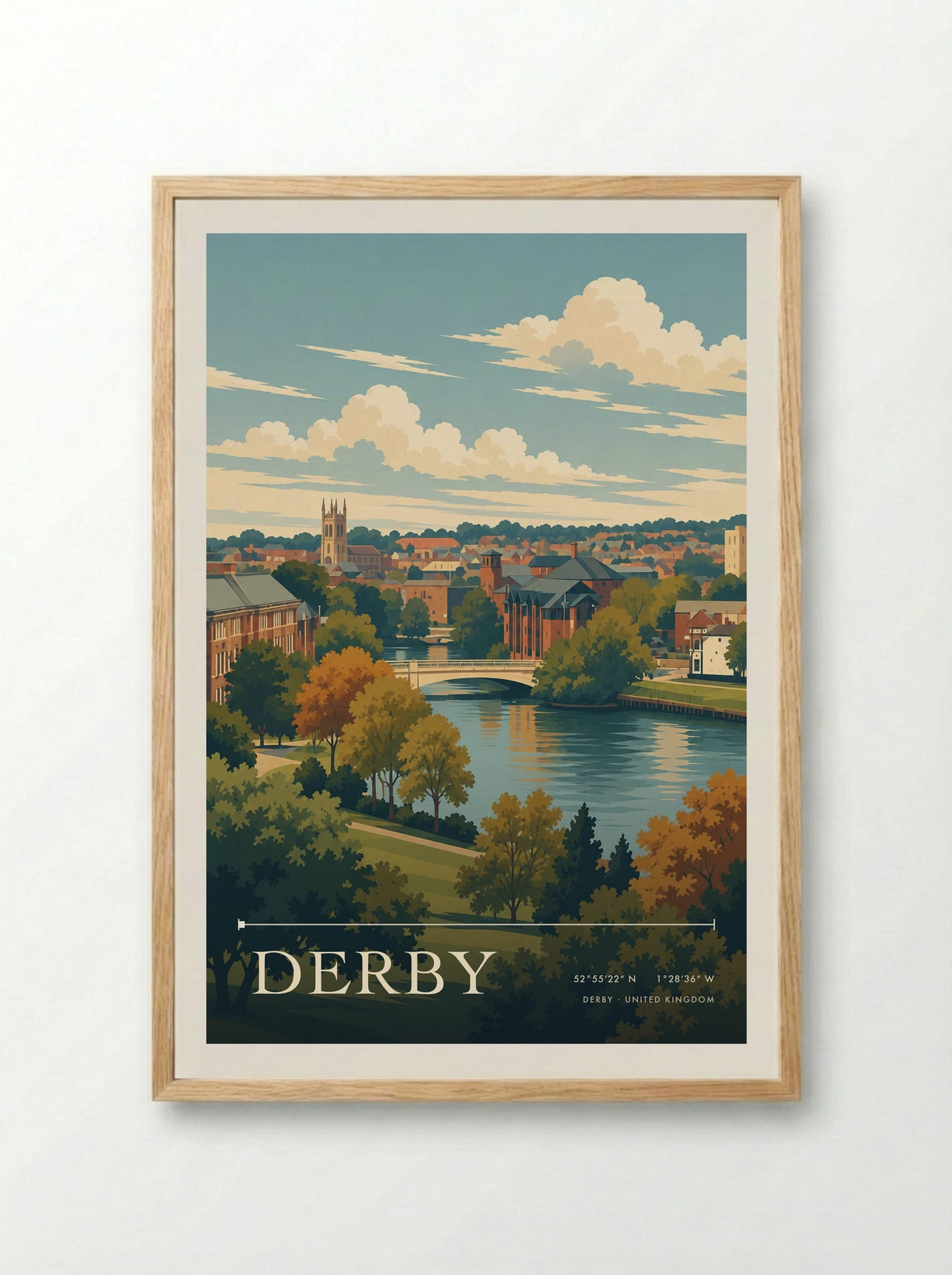 Derby | Travel Poster - Framed Print Wood