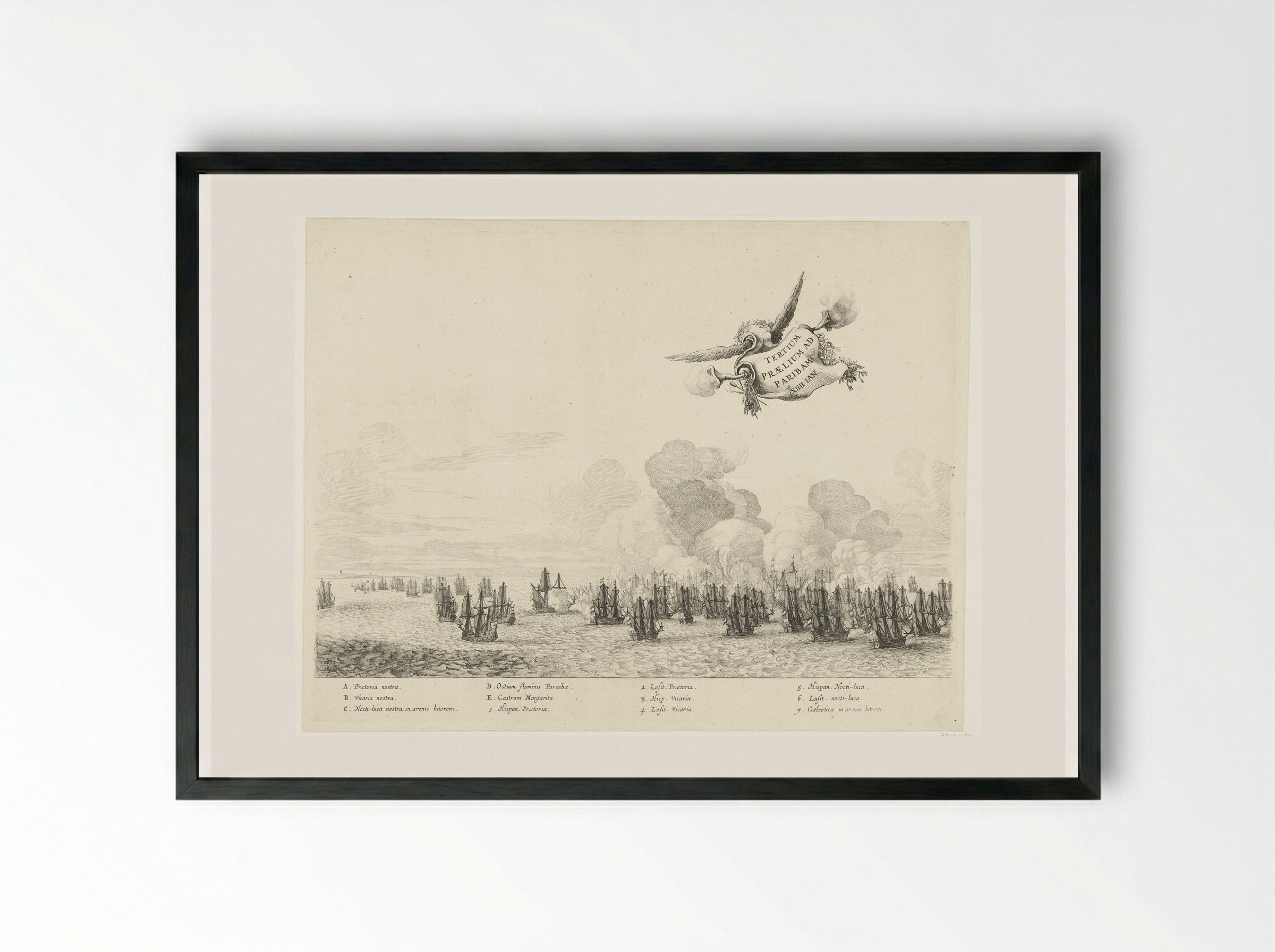 Derde gevecht met de Portugese vloot bij Paraiba - Salomon Savery - Framed Print Black