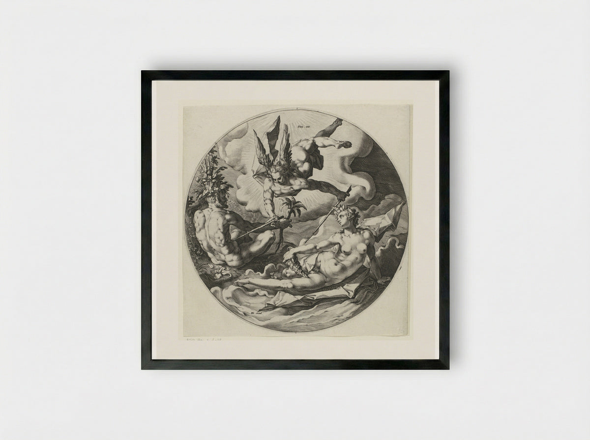 Derde scheppingsdag: scheiding van land en water - Jan Harmensz. Muller - Framed Print Black