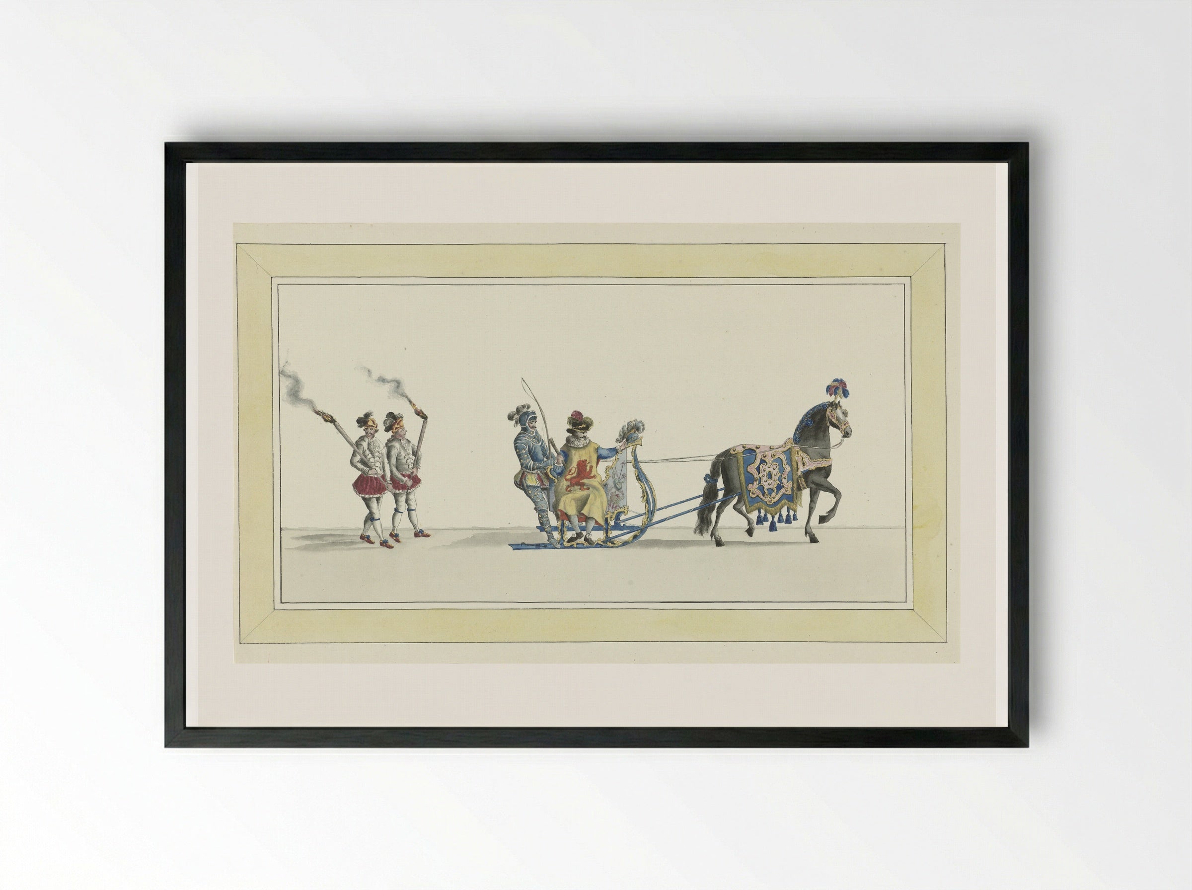 Derde slede (Third Sleigh) - Abraham Delfos - Framed Print Black