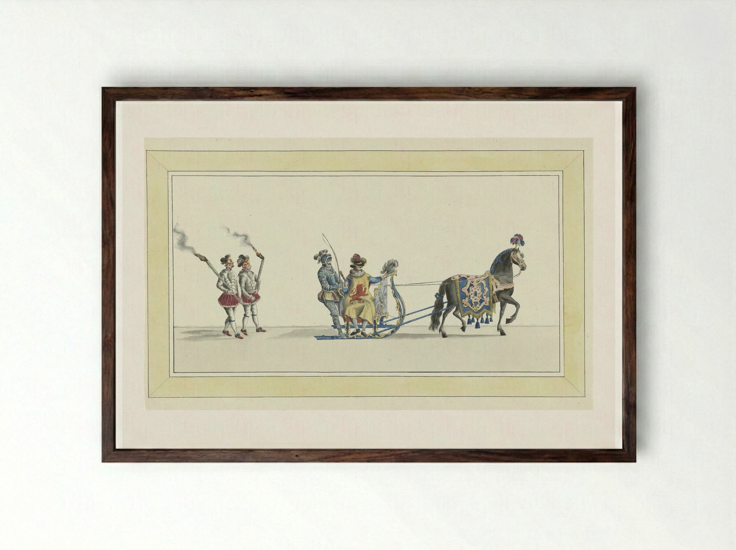 Derde slede (Third Sleigh) - Abraham Delfos - Framed Print Dark Wood