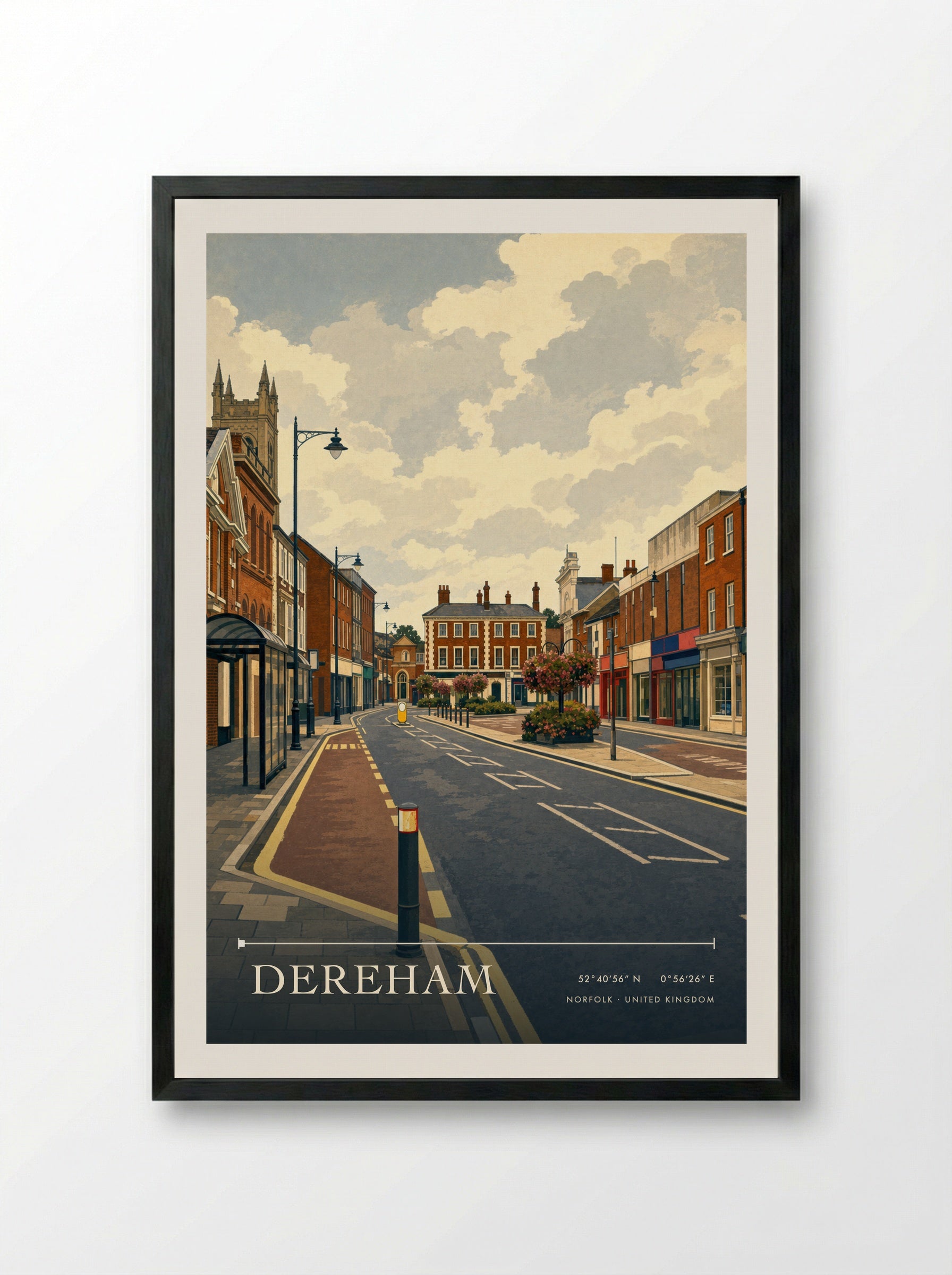 Dereham Norfolk United Kingdom Travel Poster - Framed Print Black