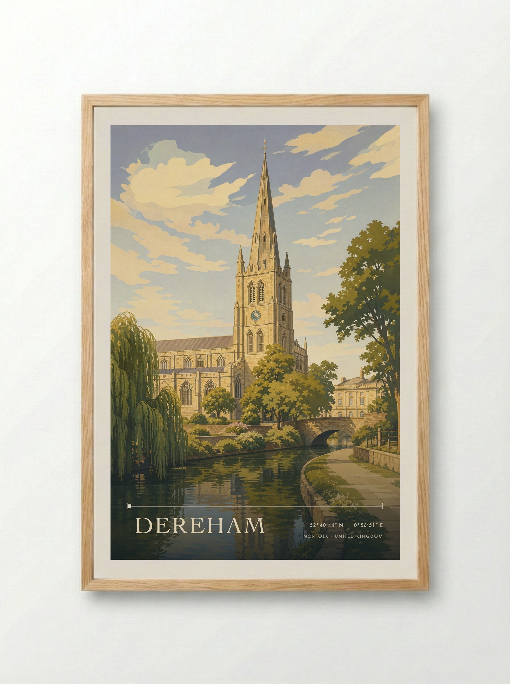 Dereham Norfolk United Kingdom Travel Poster - Framed Print Wood