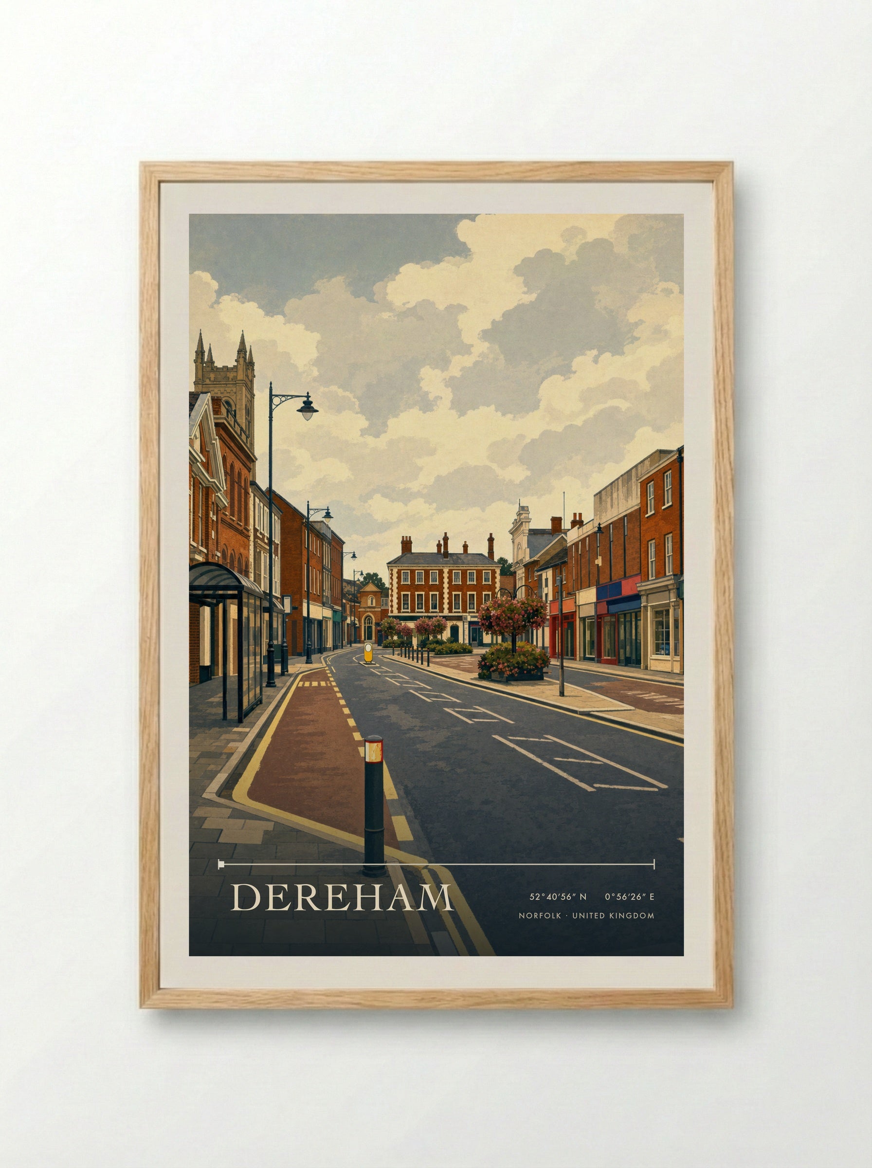 Dereham Norfolk United Kingdom Travel Poster - Framed Print Wood