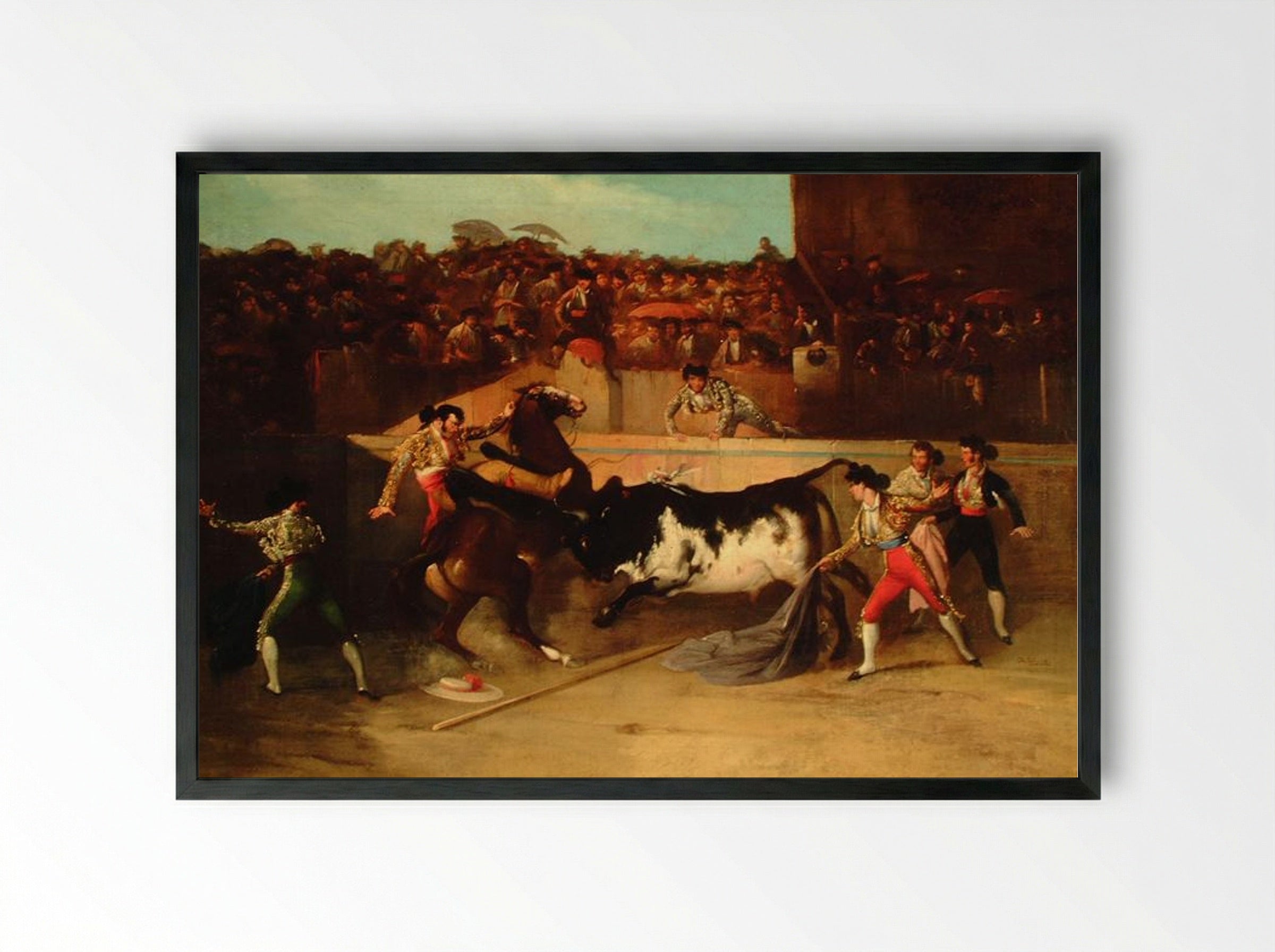 Derribo del picador - Manuel Rodríguez de Guzmán - Framed Print Black
