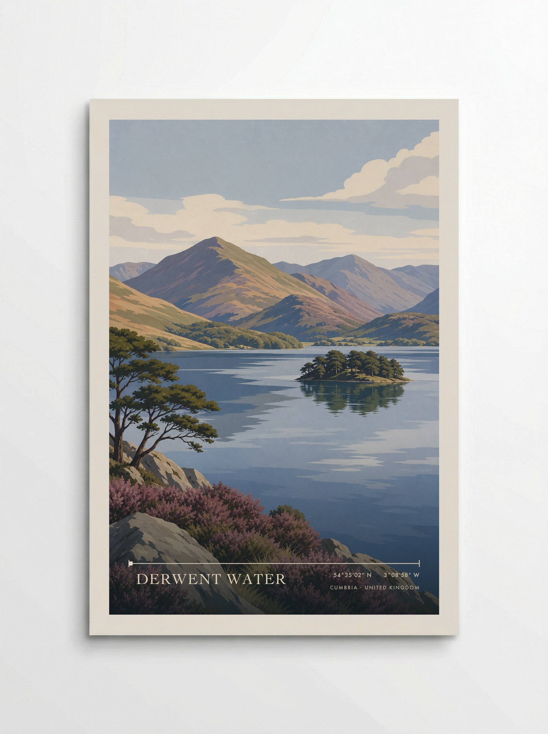 Derwent Water Cumbria United Kingdom Travel Poster - Poster