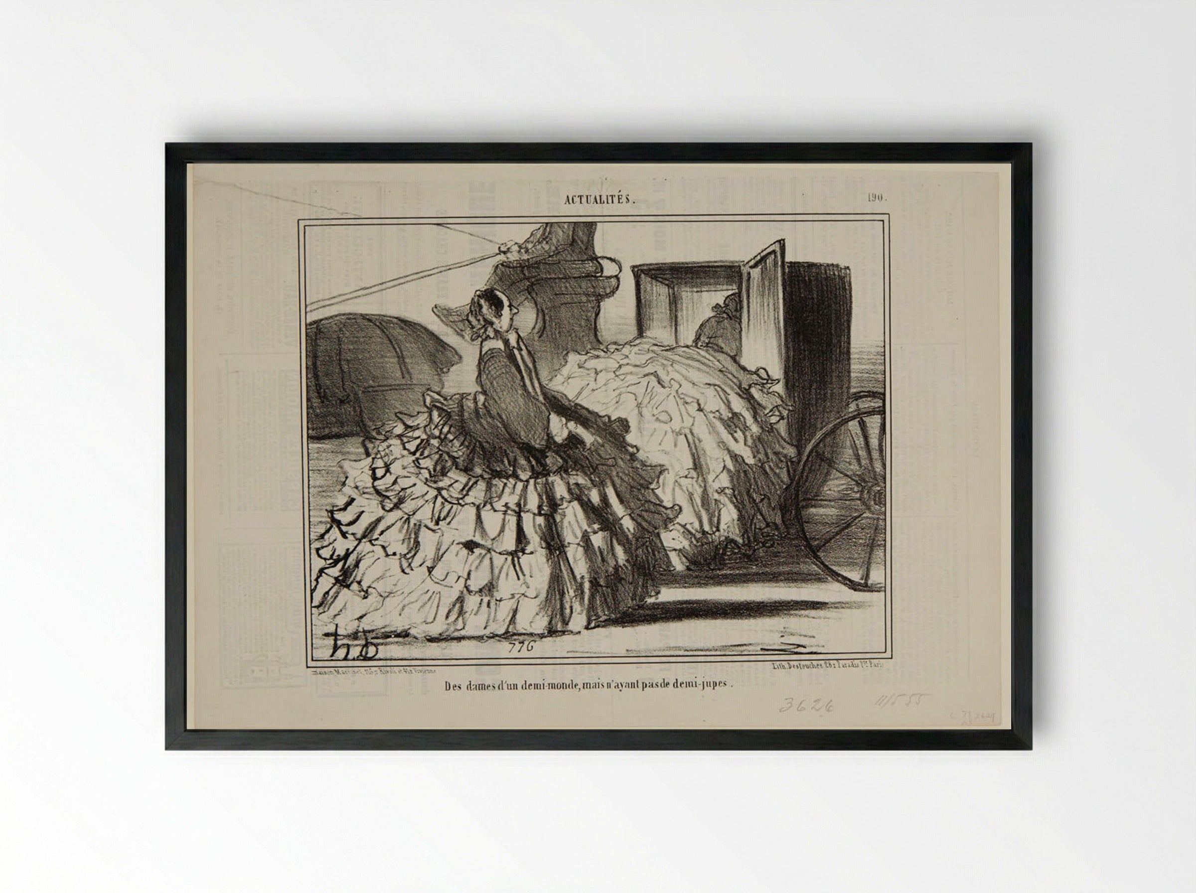 Des dames d'un demi-monde, mais n'ayant pas de demi-jupes - Honoré-Victorin Daumier - Framed Print Black