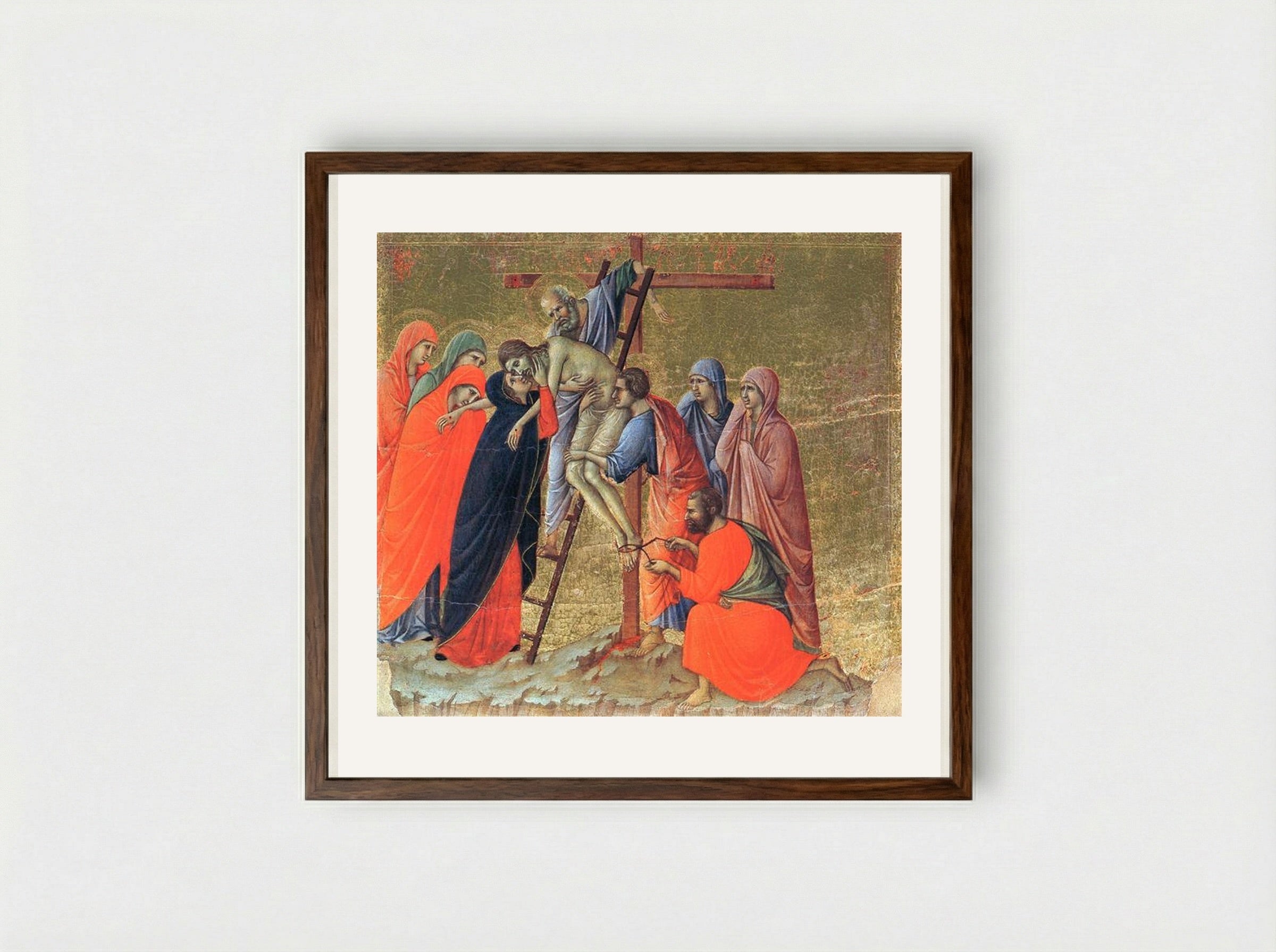 Descent from the Cross - Duccio di Buoninsegna - Framed Print Dark Wood