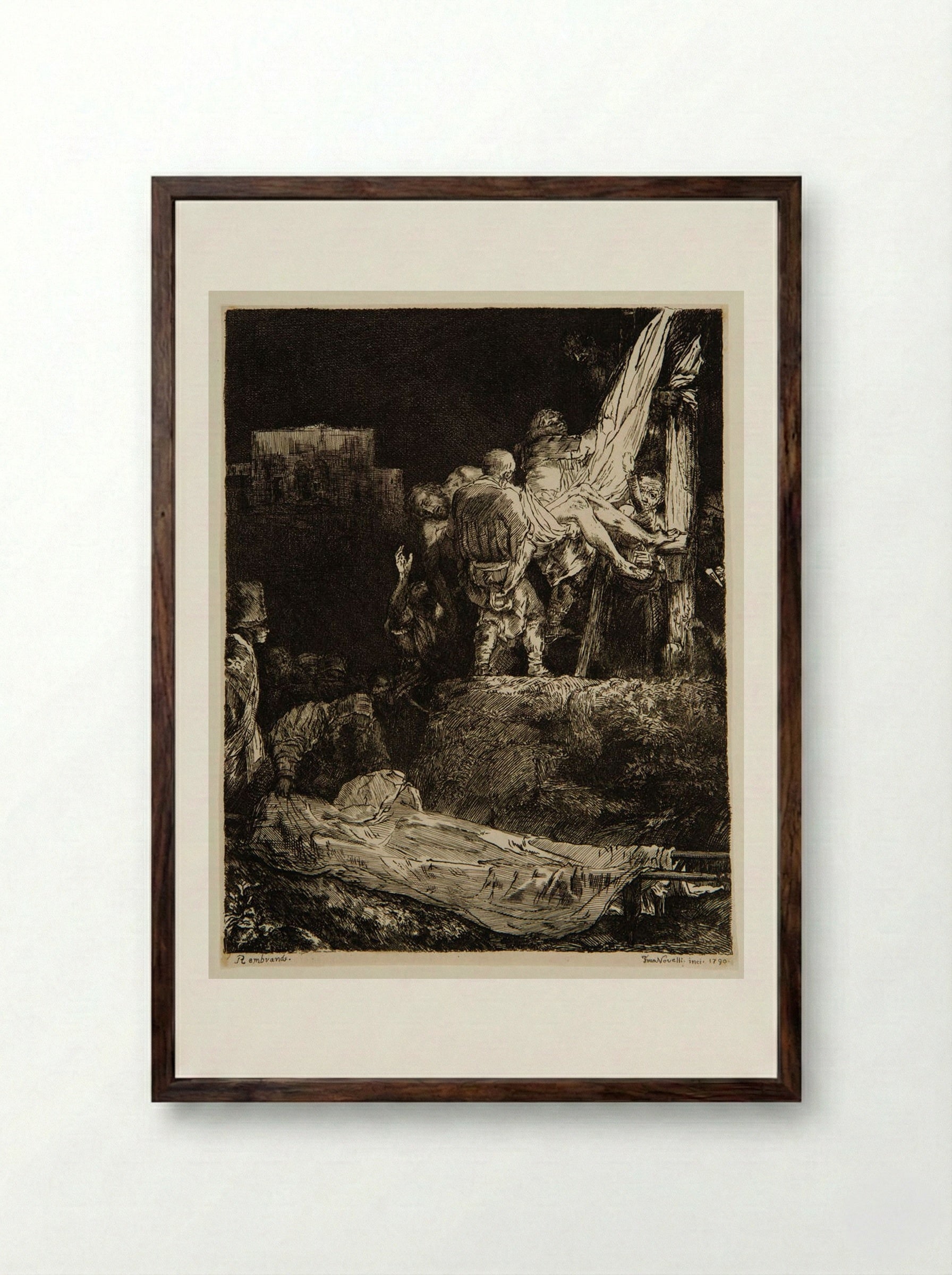 Descent from the Cross - Francesco Novelli - Framed Print Dark Wood
