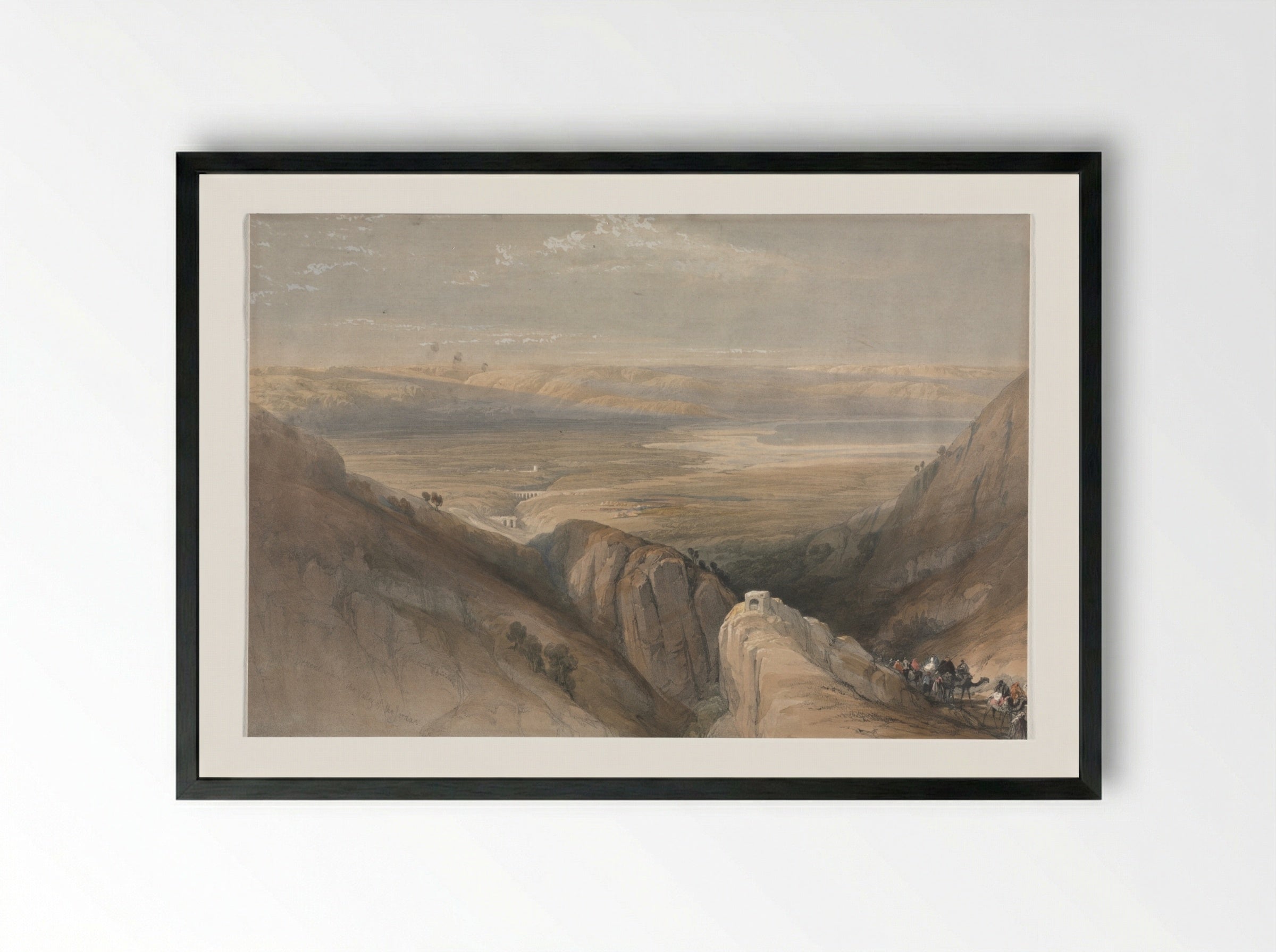 Descent from the Valley of the Jordan - David Roberts - Framed Print Black