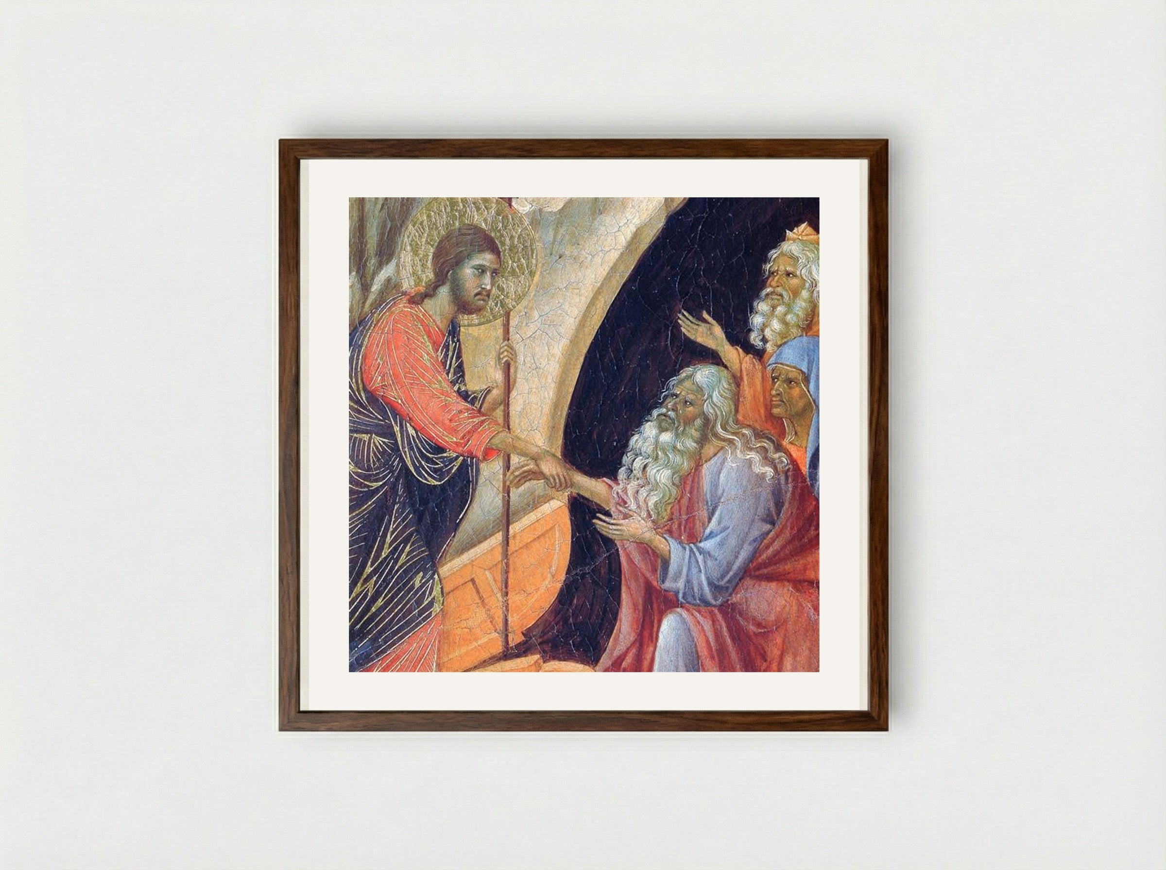 Descent into Hell (Fragment) - Duccio di Buoninsegna - Framed Print Dark Wood