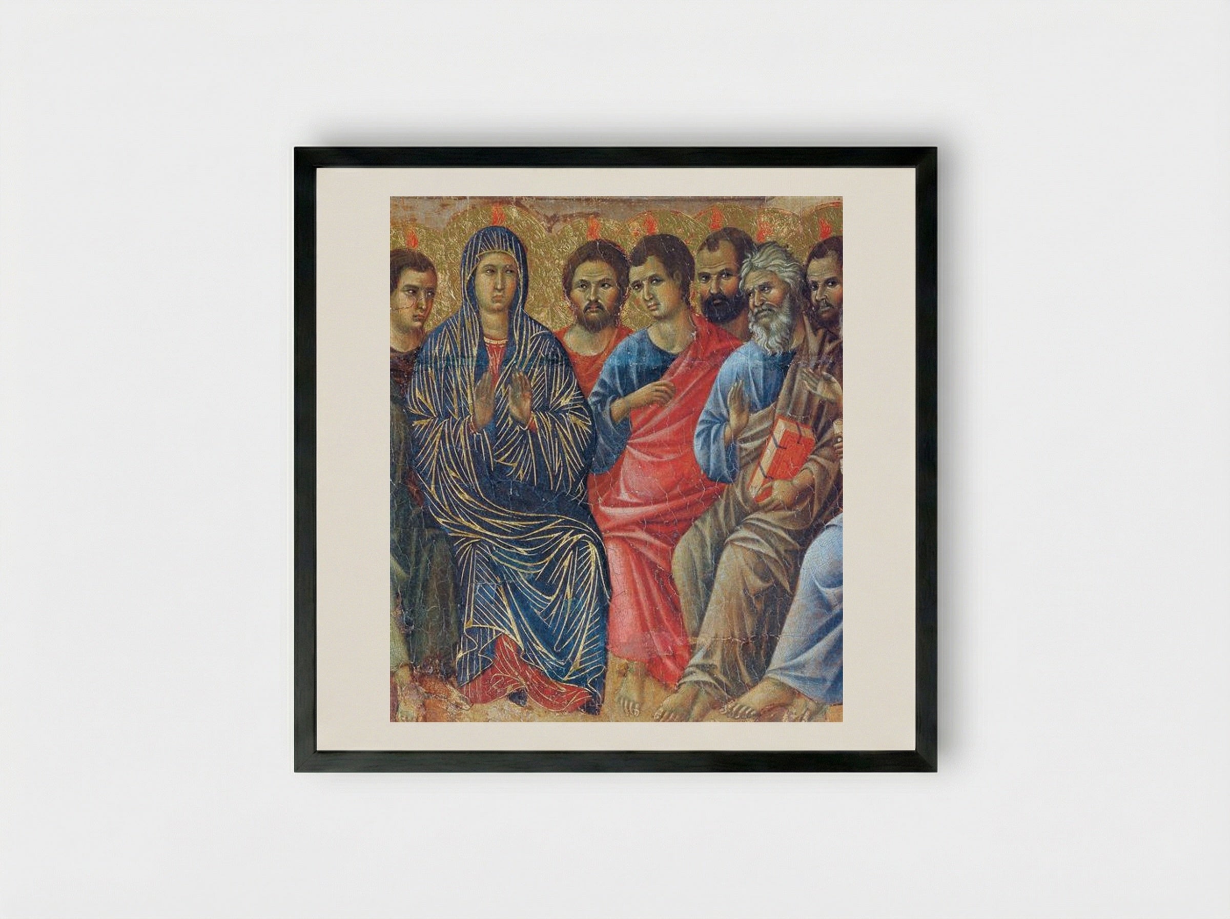 Descent of the Holy Spirit upon the Apostles (Fragment) - Duccio di Buoninsegna - Framed Print Black