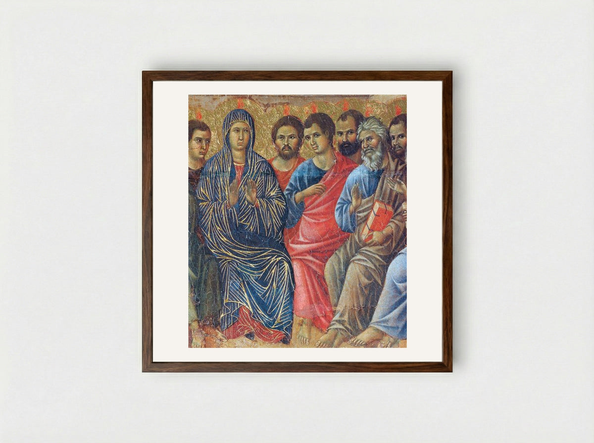 Descent of the Holy Spirit upon the Apostles (Fragment) - Duccio di Buoninsegna - Framed Print Dark Wood