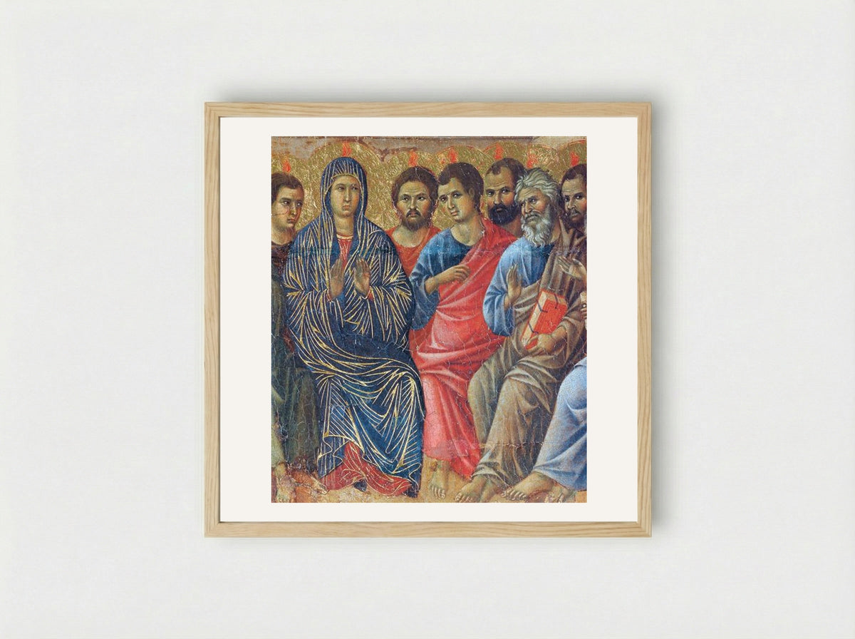 Descent of the Holy Spirit upon the Apostles (Fragment) - Duccio di Buoninsegna - Framed Print Wood