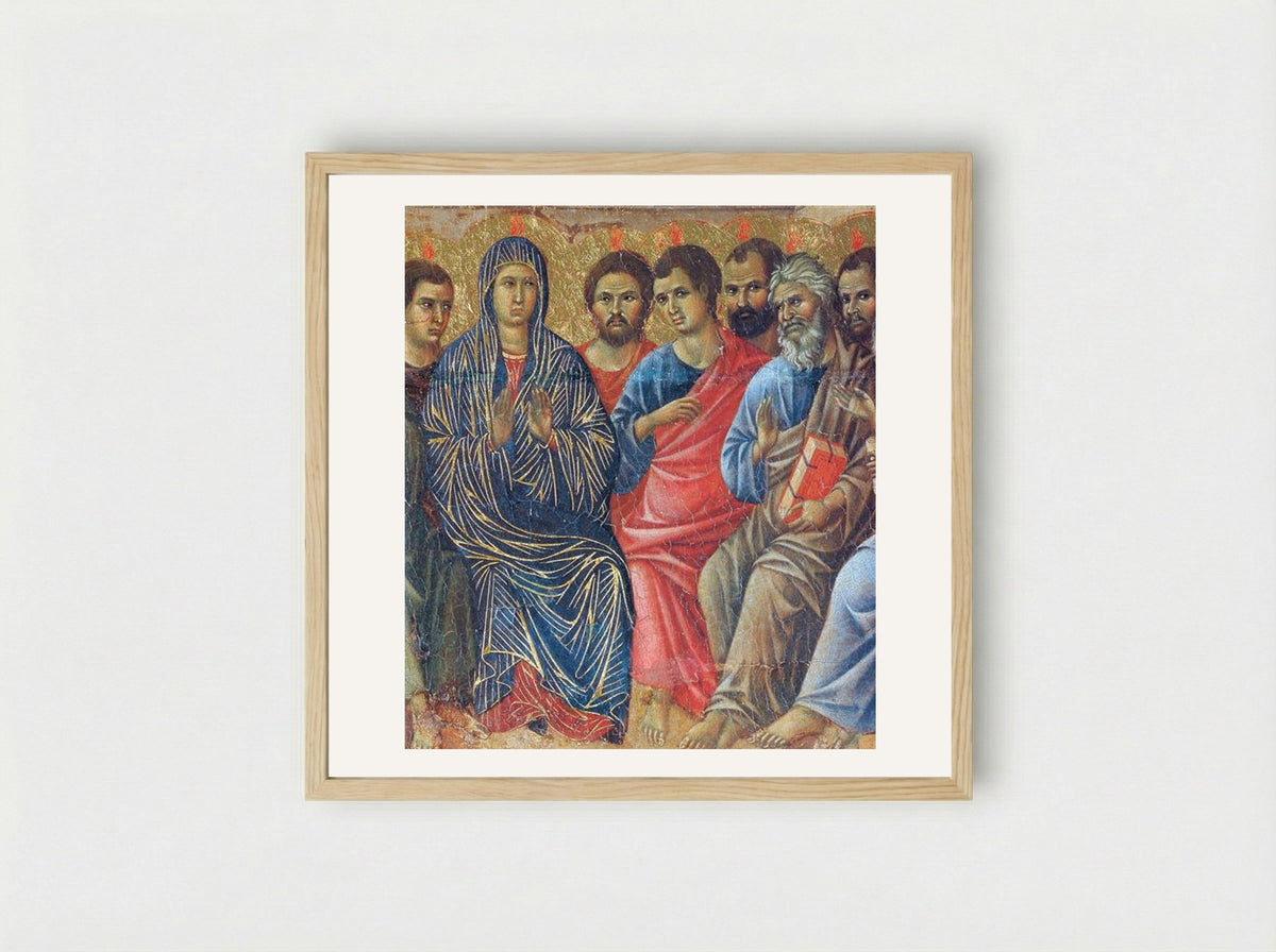 Descent of the Holy Spirit upon the Apostles (Fragment) - Duccio di Buoninsegna - Framed Print Wood