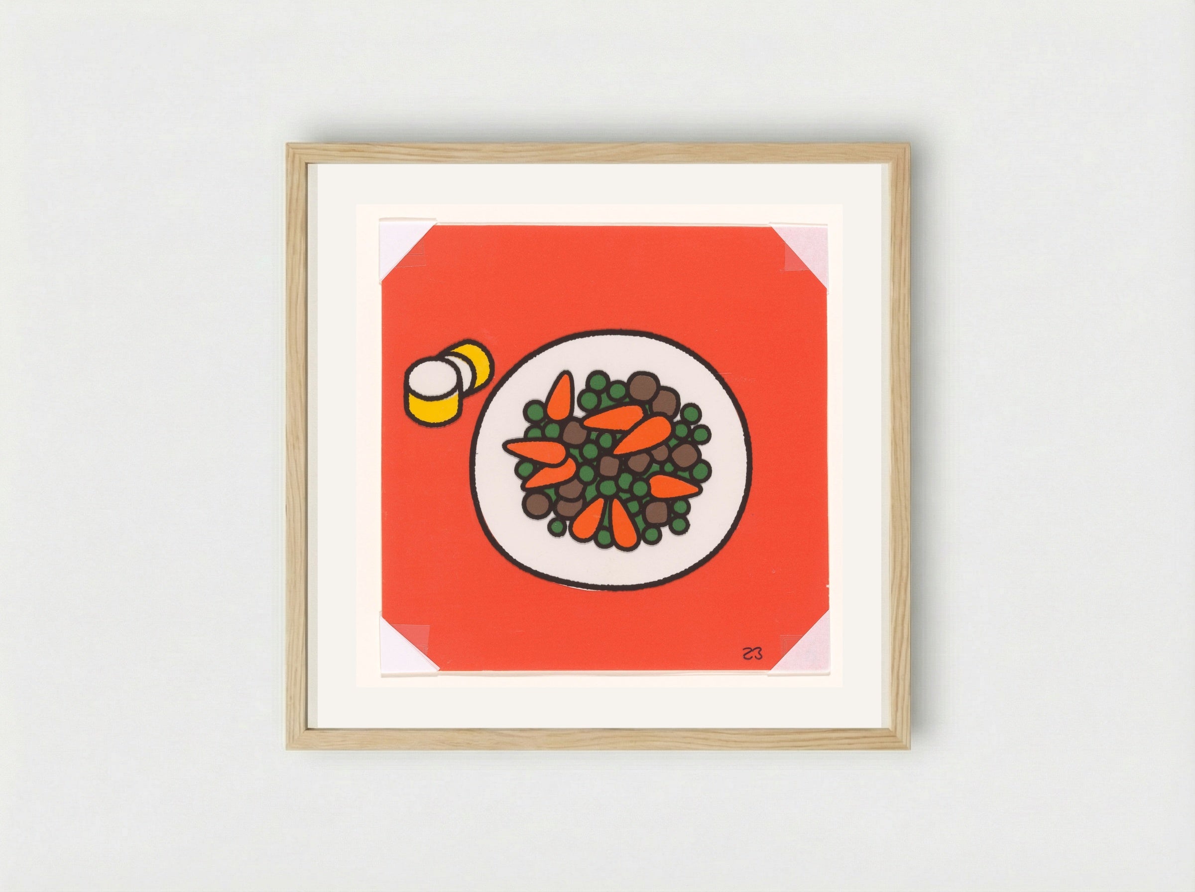 Design Stages for Miffy's Letter (Dinner Plate) - Dick Bruna - Framed Print Wood