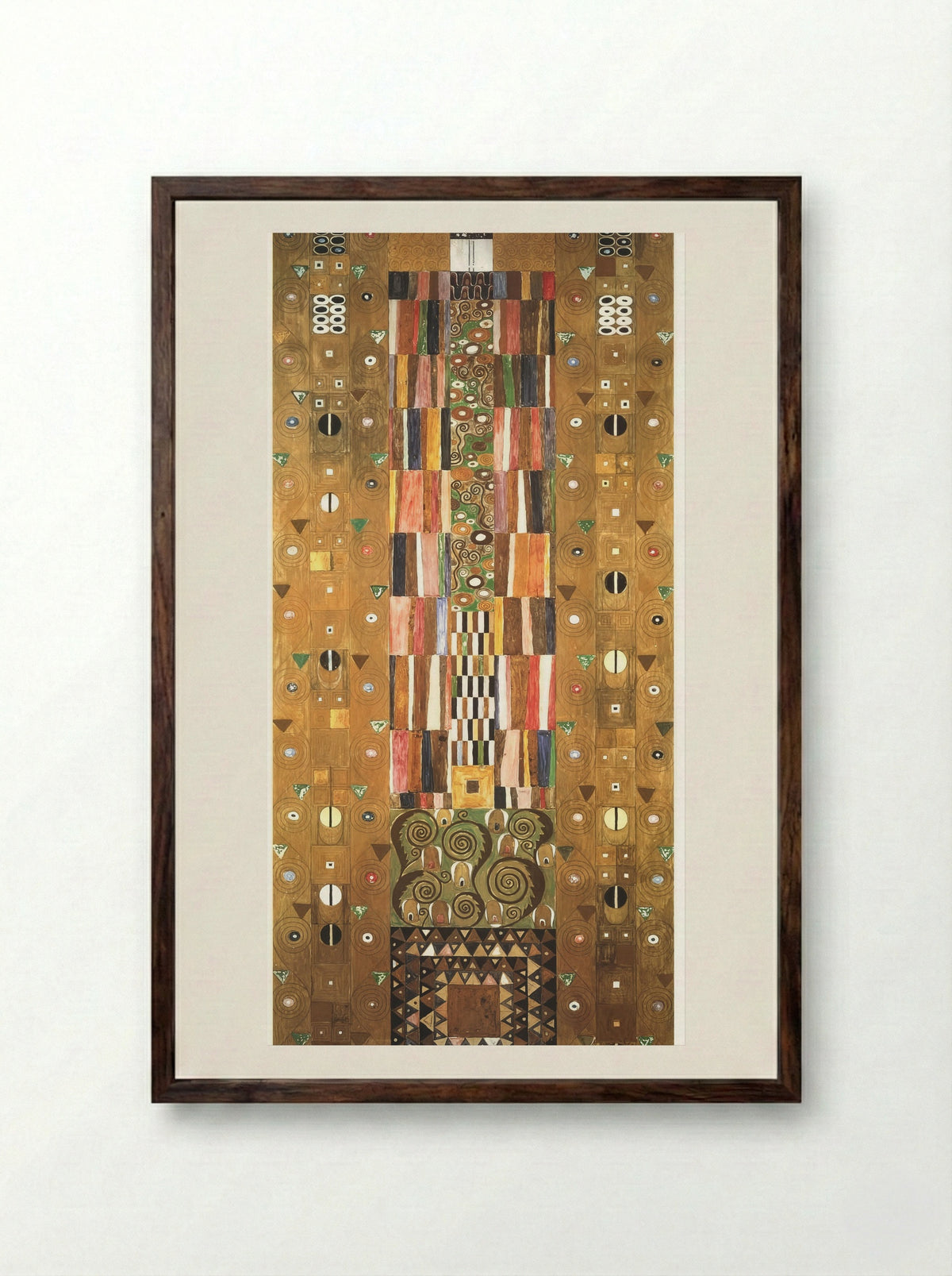 Design for the Stoclet Frieze: The Knight - Gustav Klimt - Framed Print Dark Wood