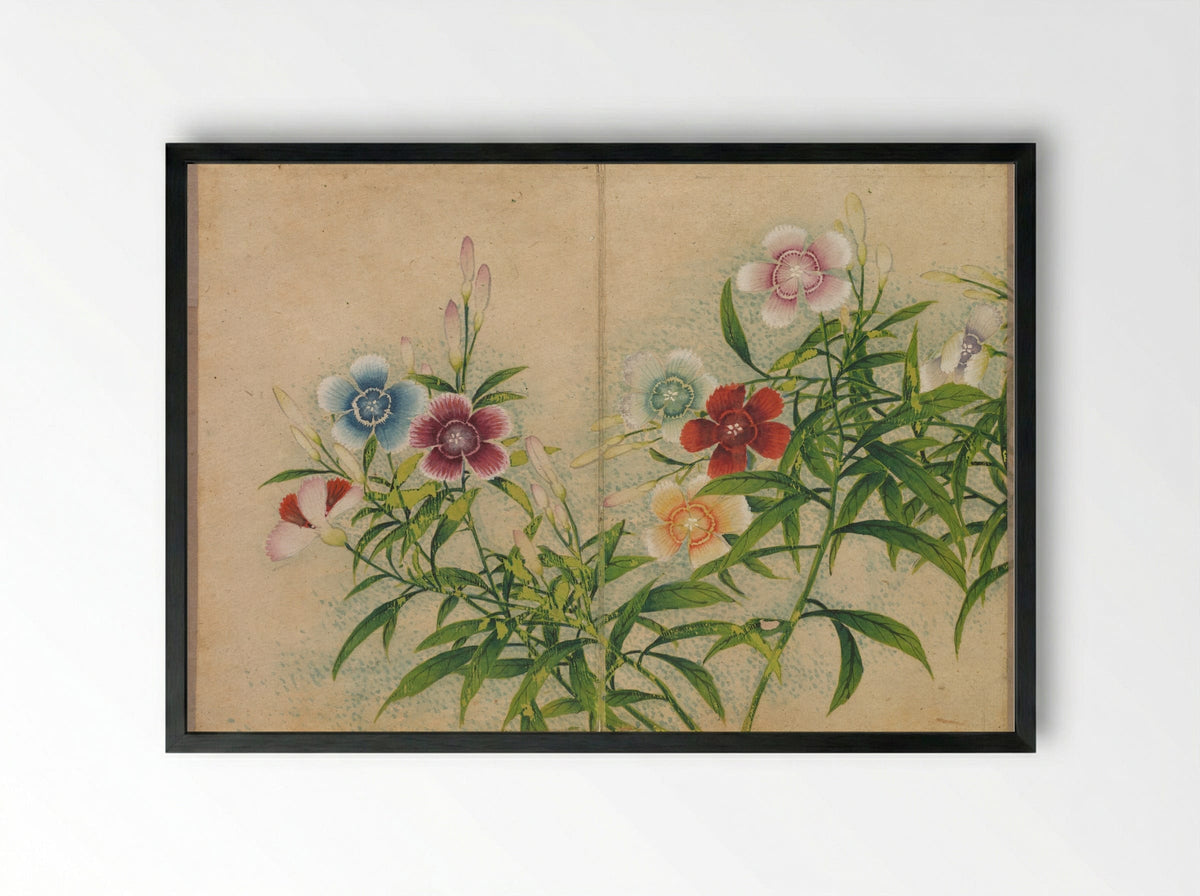Desk Album: Flower and Bird Paintings (Pinks) - Zhang Ruoai - Framed Print Black
