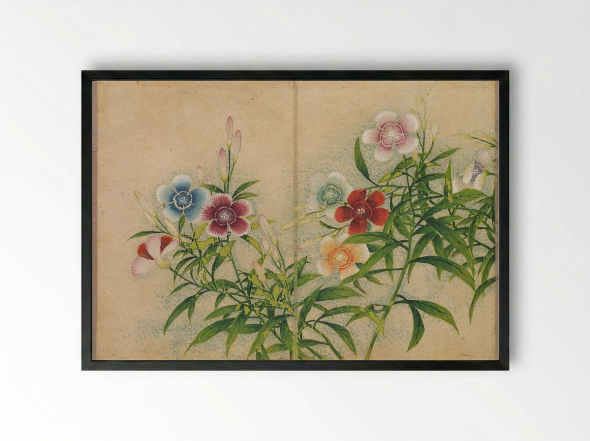 Desk Album: Flower and Bird Paintings (Pinks) - Zhang Ruoai - Framed Print Black